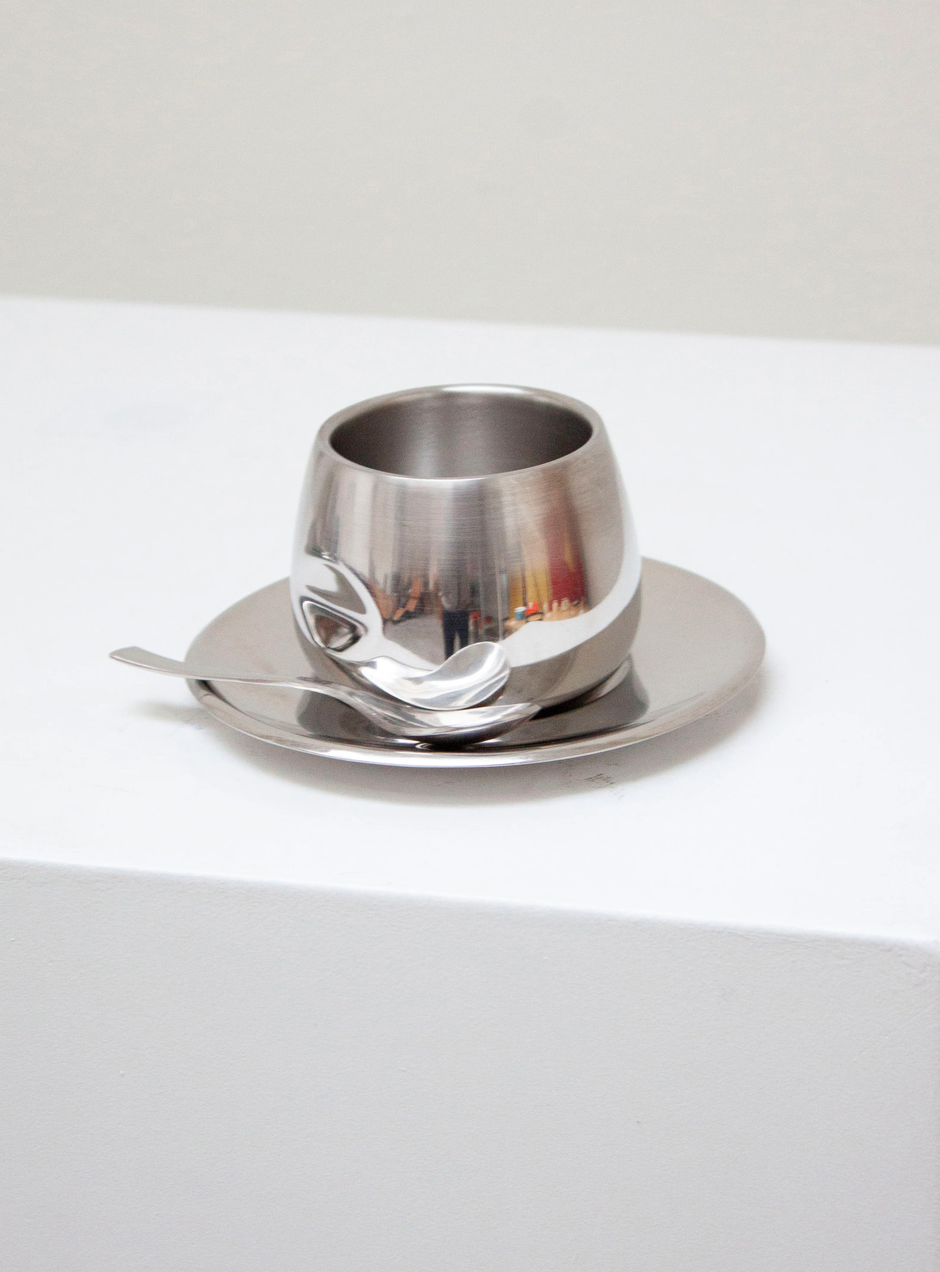 AMC Italy Stainless Steel Coffee Cup, Saucer & Spoon