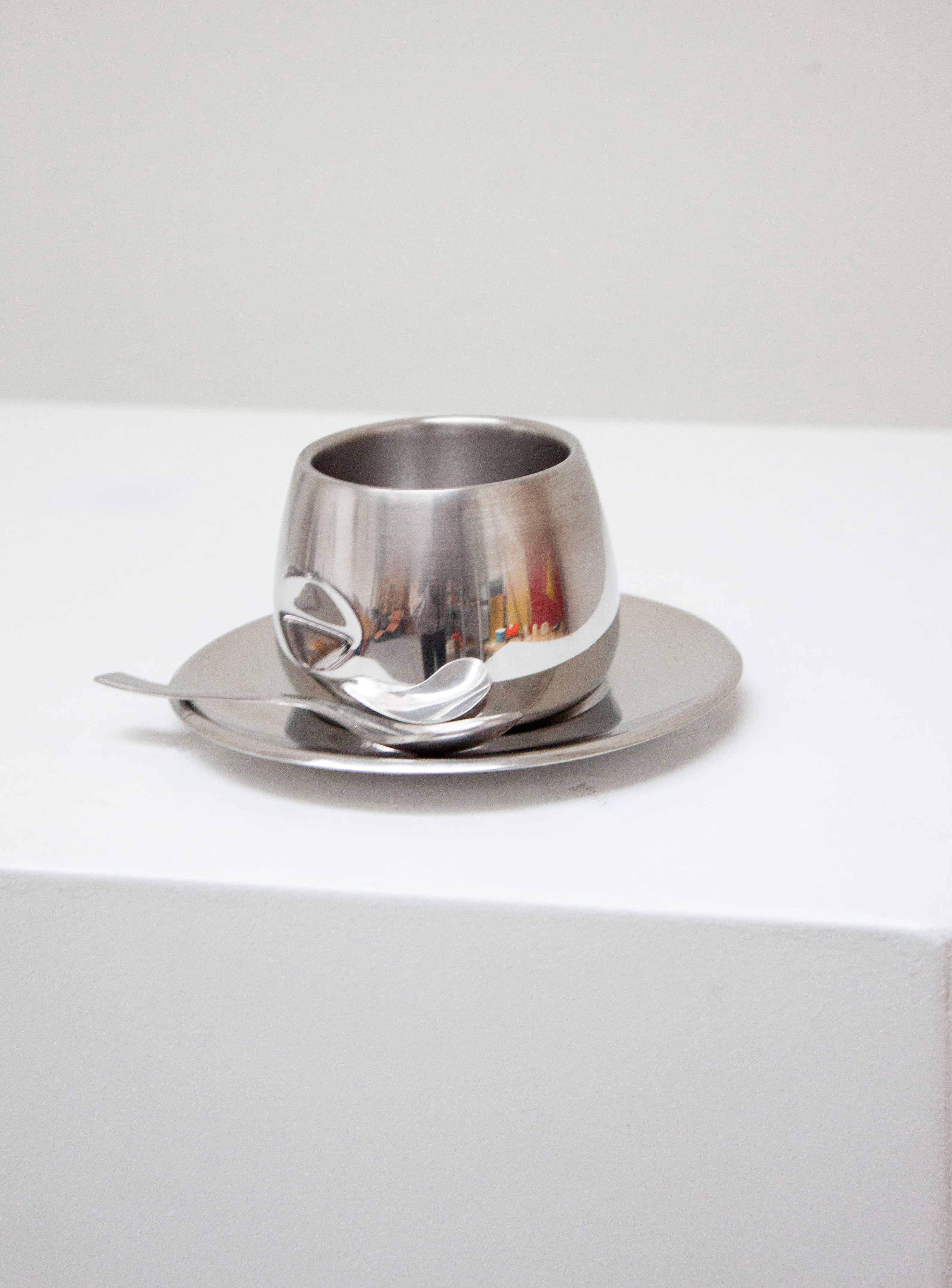 AMC Italy Stainless Steel Coffee Cup, Saucer & Spoon - Image 3