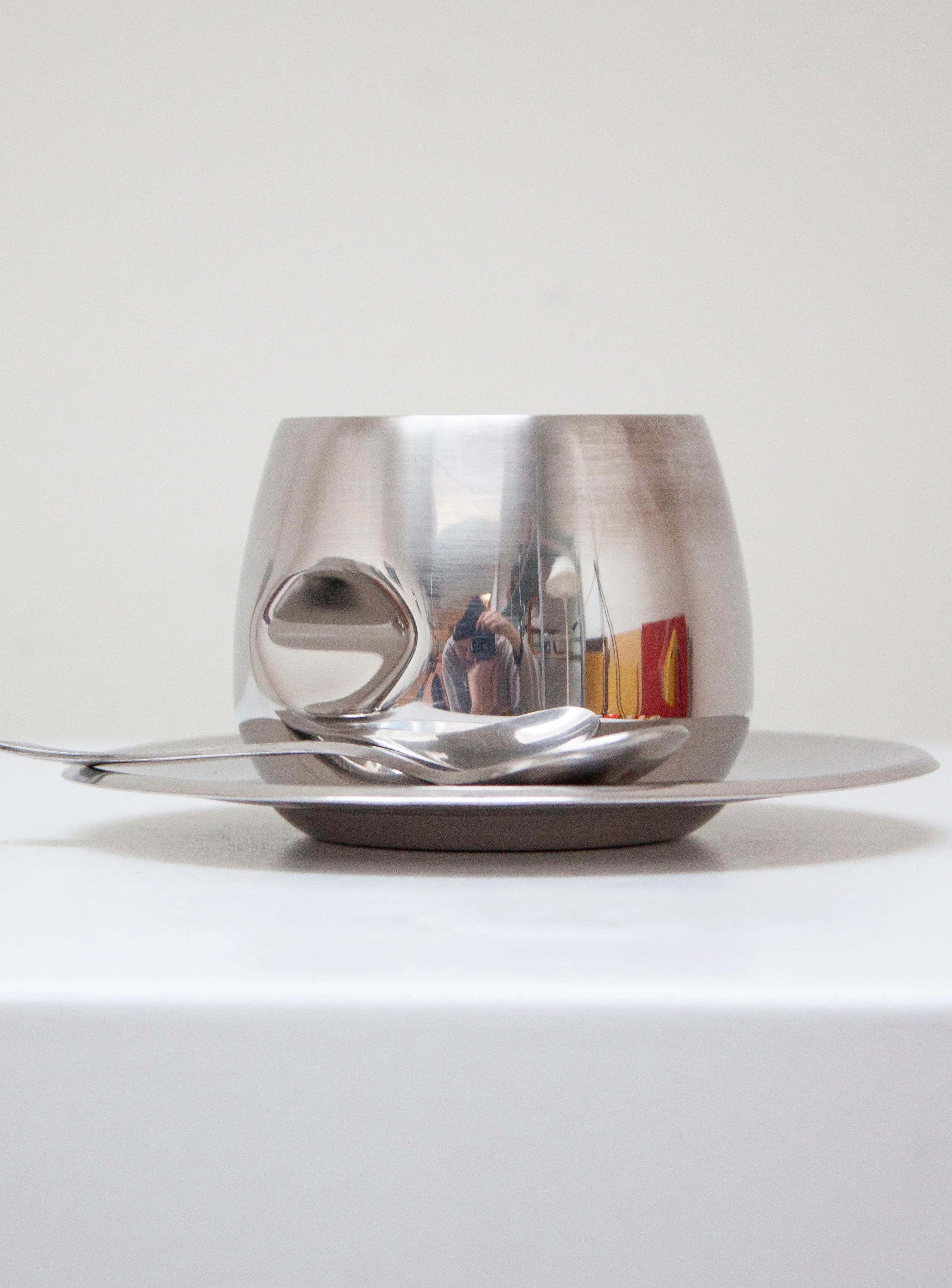 AMC Italy Stainless Steel Coffee Cup, Saucer & Spoon - Image 4