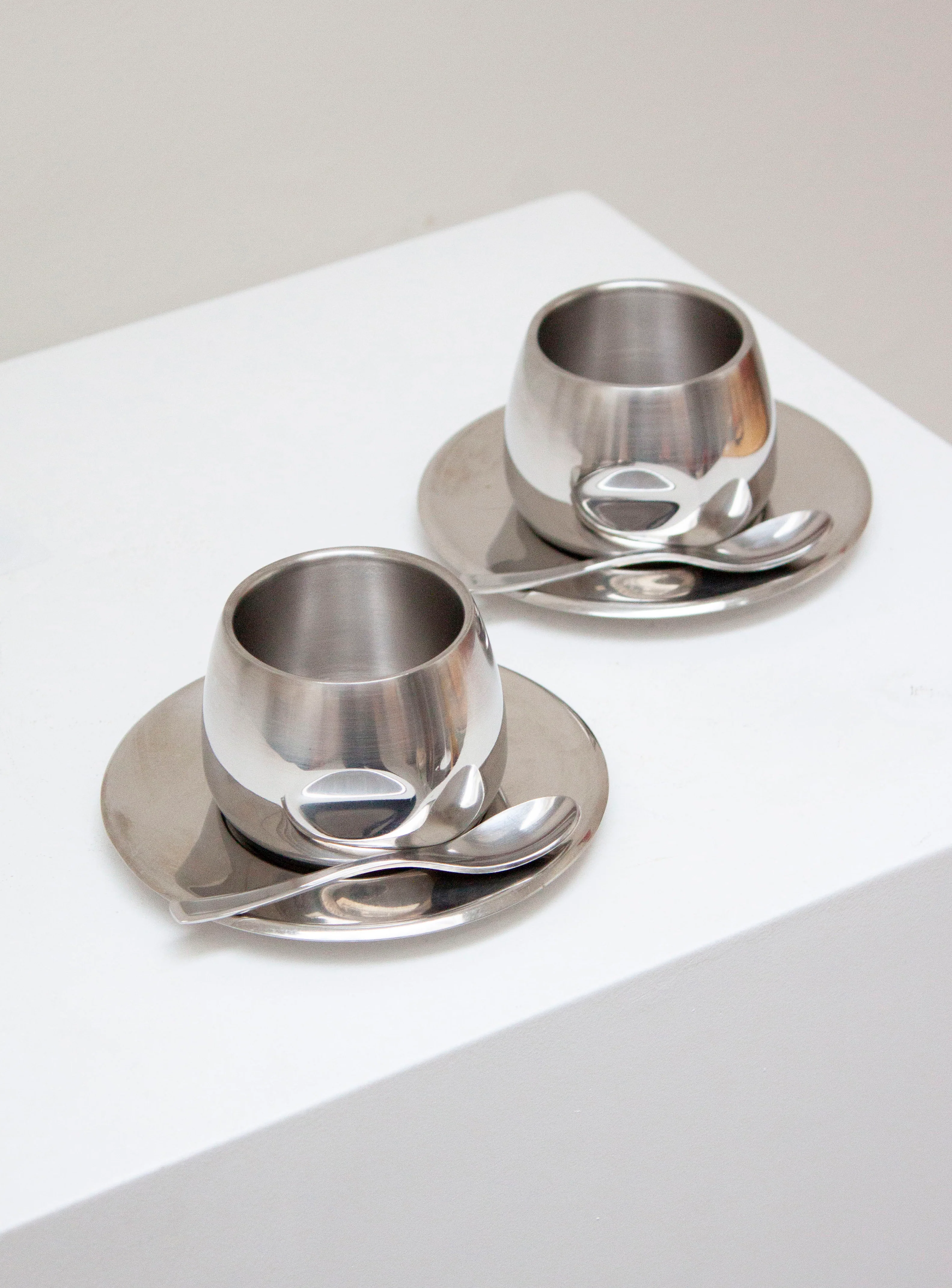 AMC Italy Stainless Steel Coffee Cup, Saucer & Spoon - Image 5