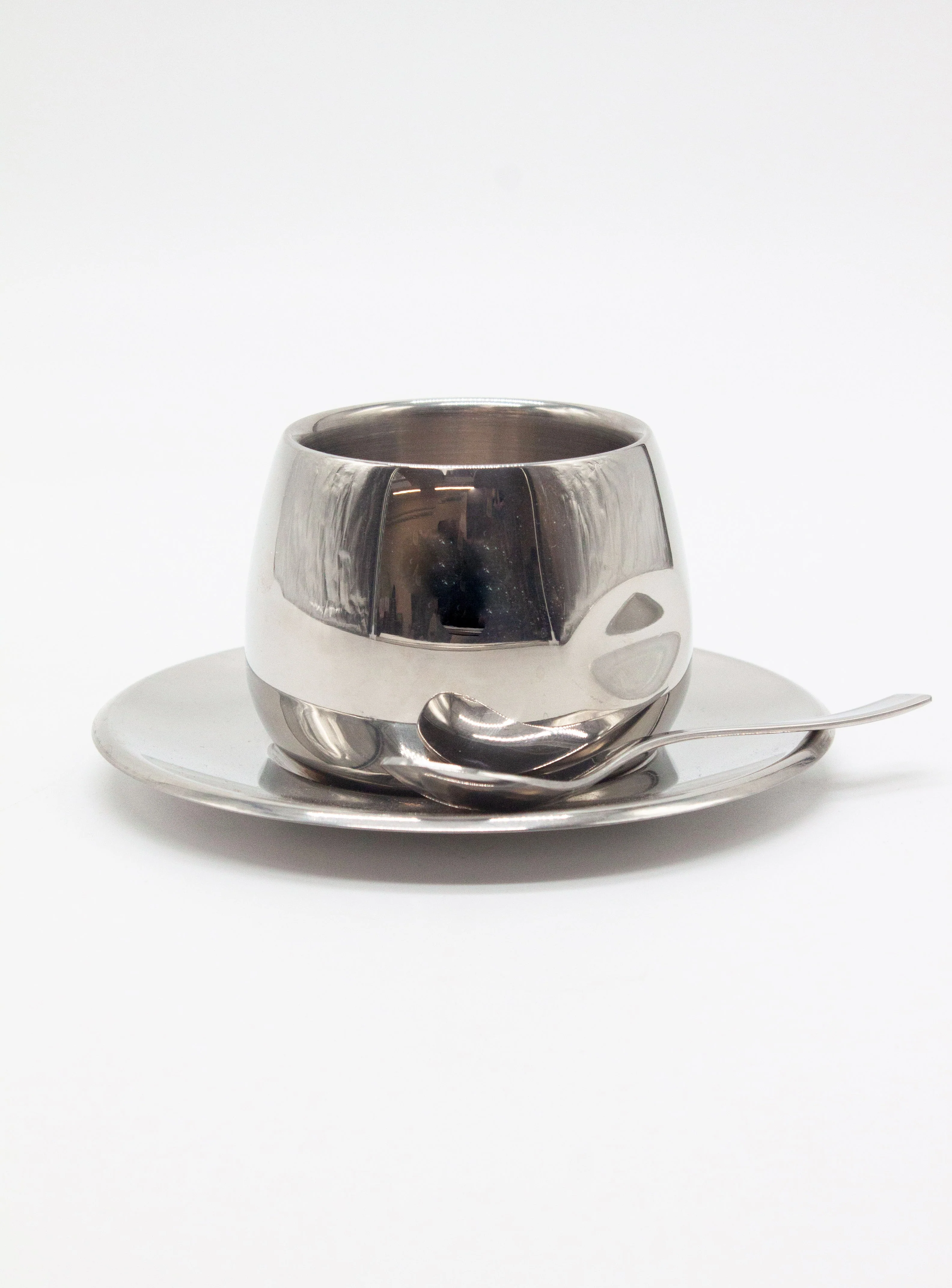 AMC Italy Stainless Steel Espresso Cups, Saucers & Spoons (Set of 6) - Image 10
