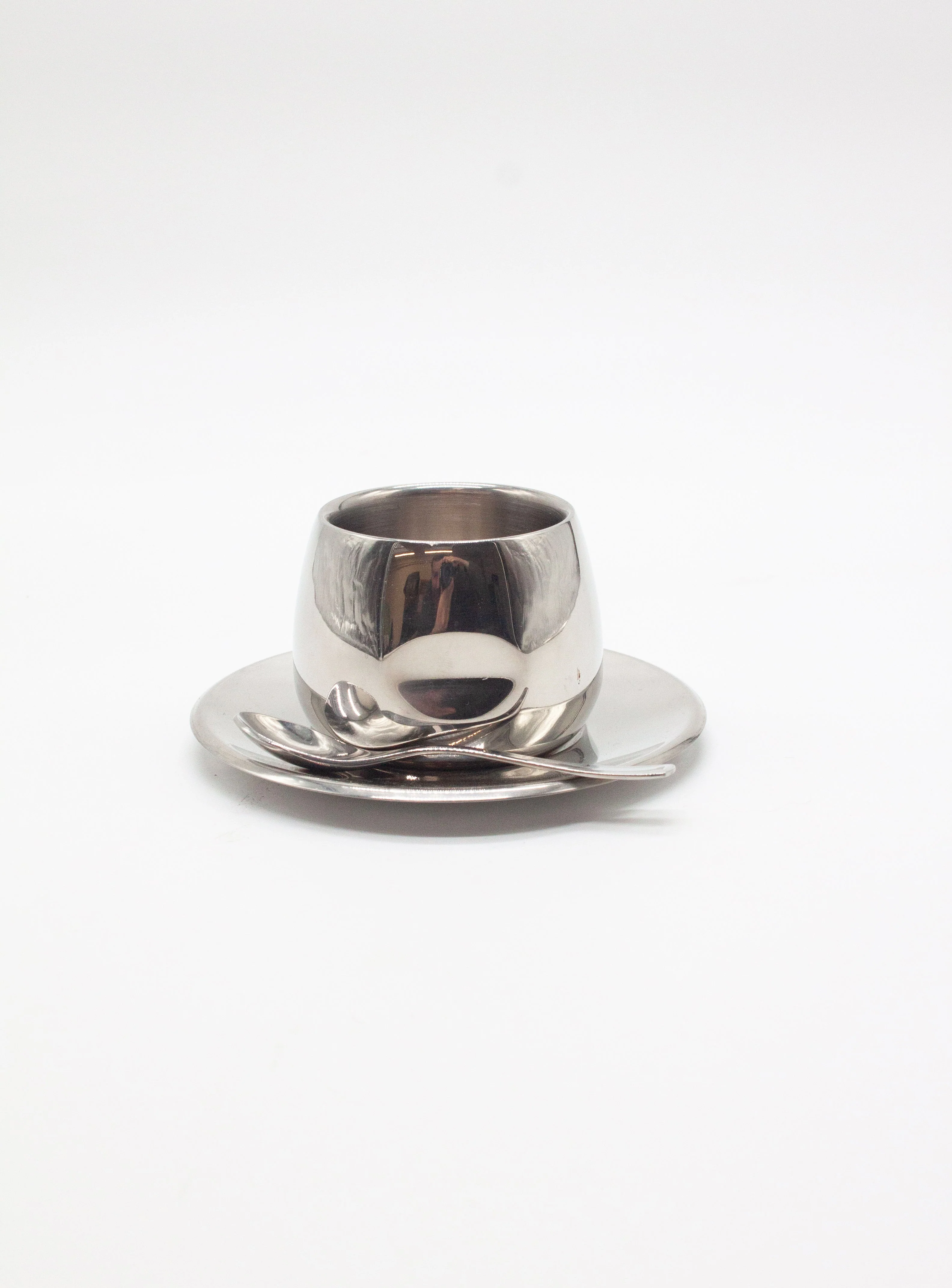 AMC Italy Stainless Steel Espresso Cups, Saucers & Spoons (Set of 6) - Image 12