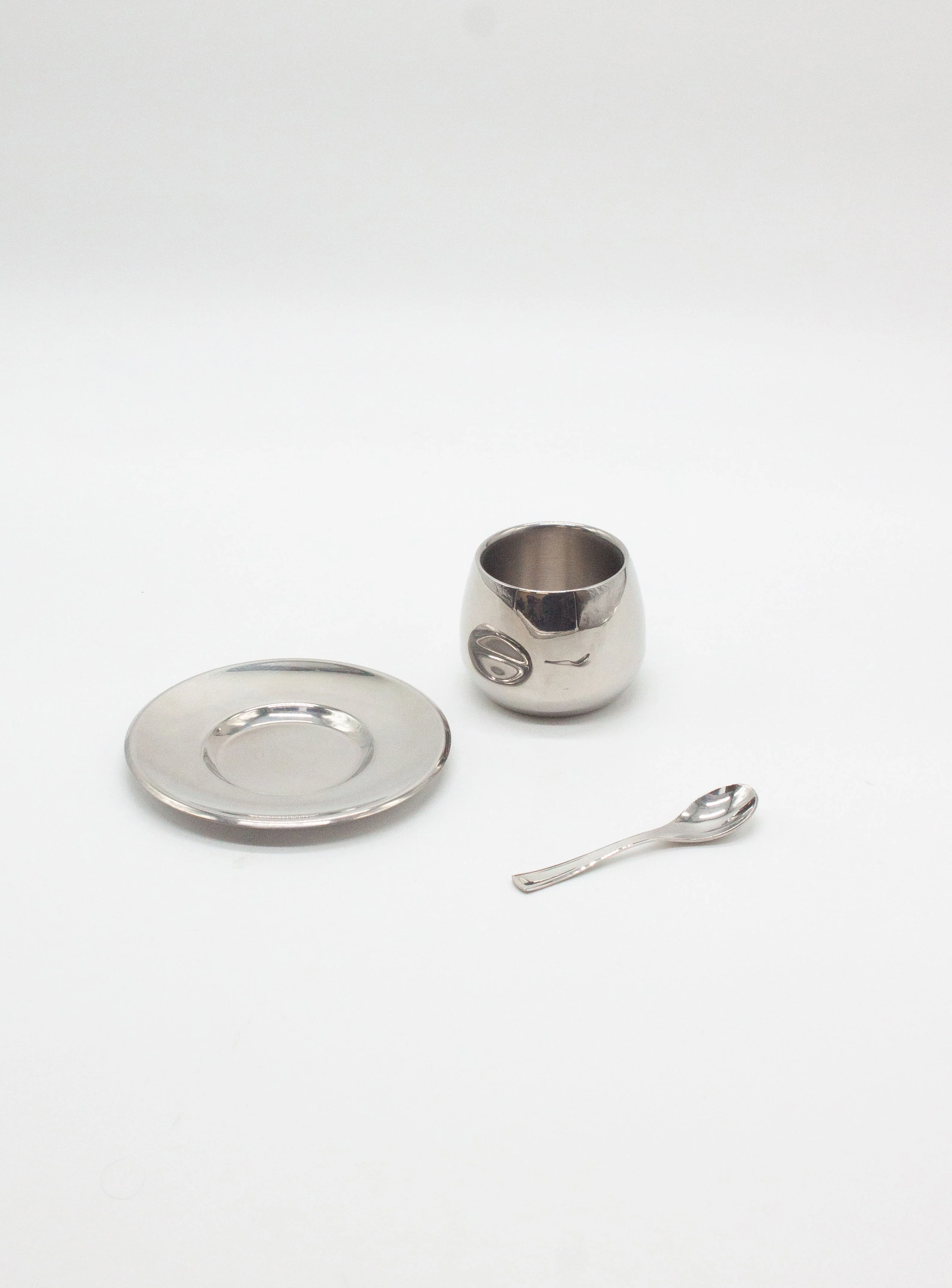 AMC Italy Stainless Steel Espresso Cups, Saucers & Spoons (Set of 6) - Image 14