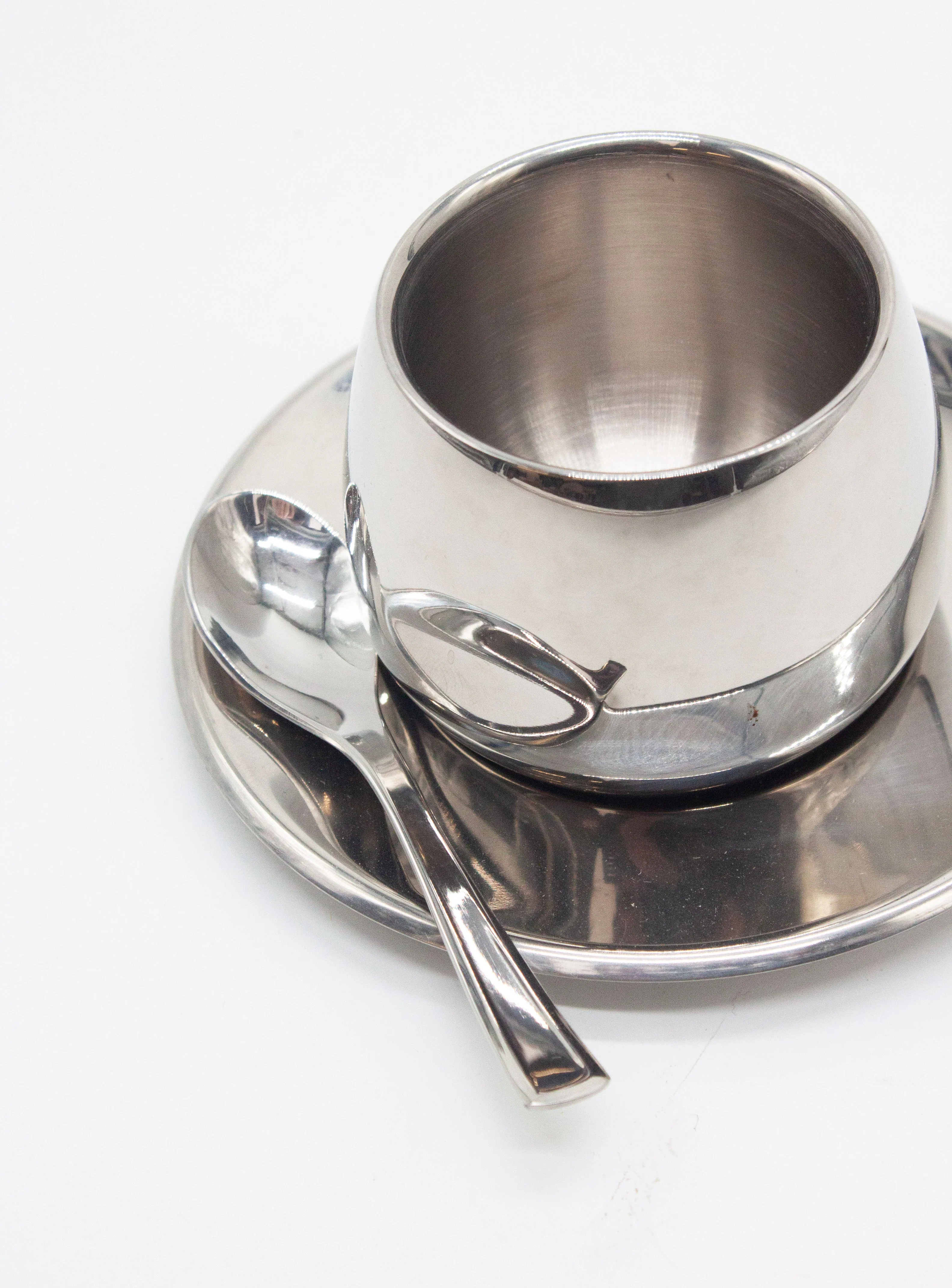 AMC Italy Stainless Steel Espresso Cups, Saucers & Spoons (Set of 6) - Image 8