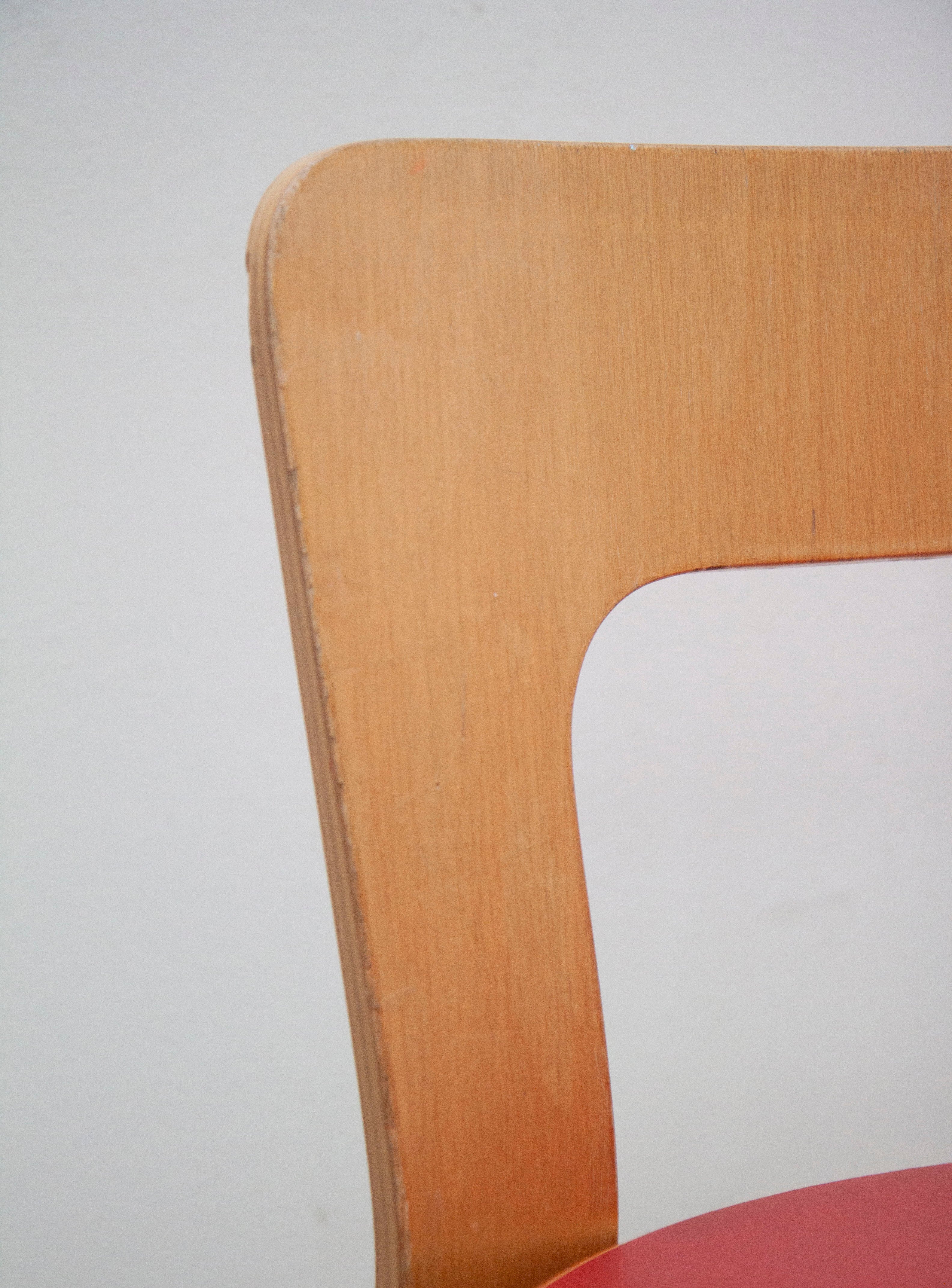 Artek 65 Chair by Alvar Aalto (Red) - Image 11