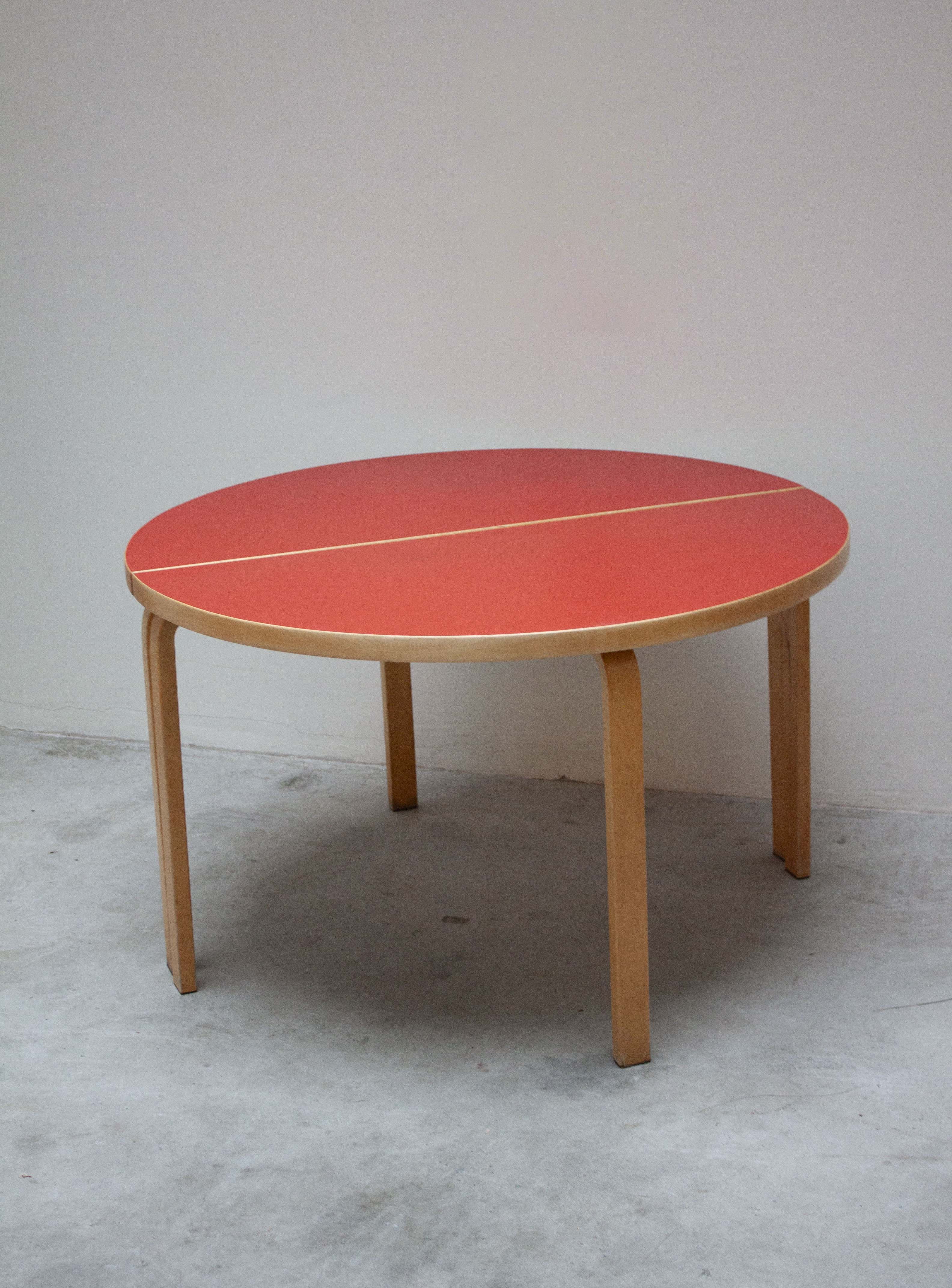 Artek 95 Half Round Dining Table by Alvar Aalto (Red) - Image 19