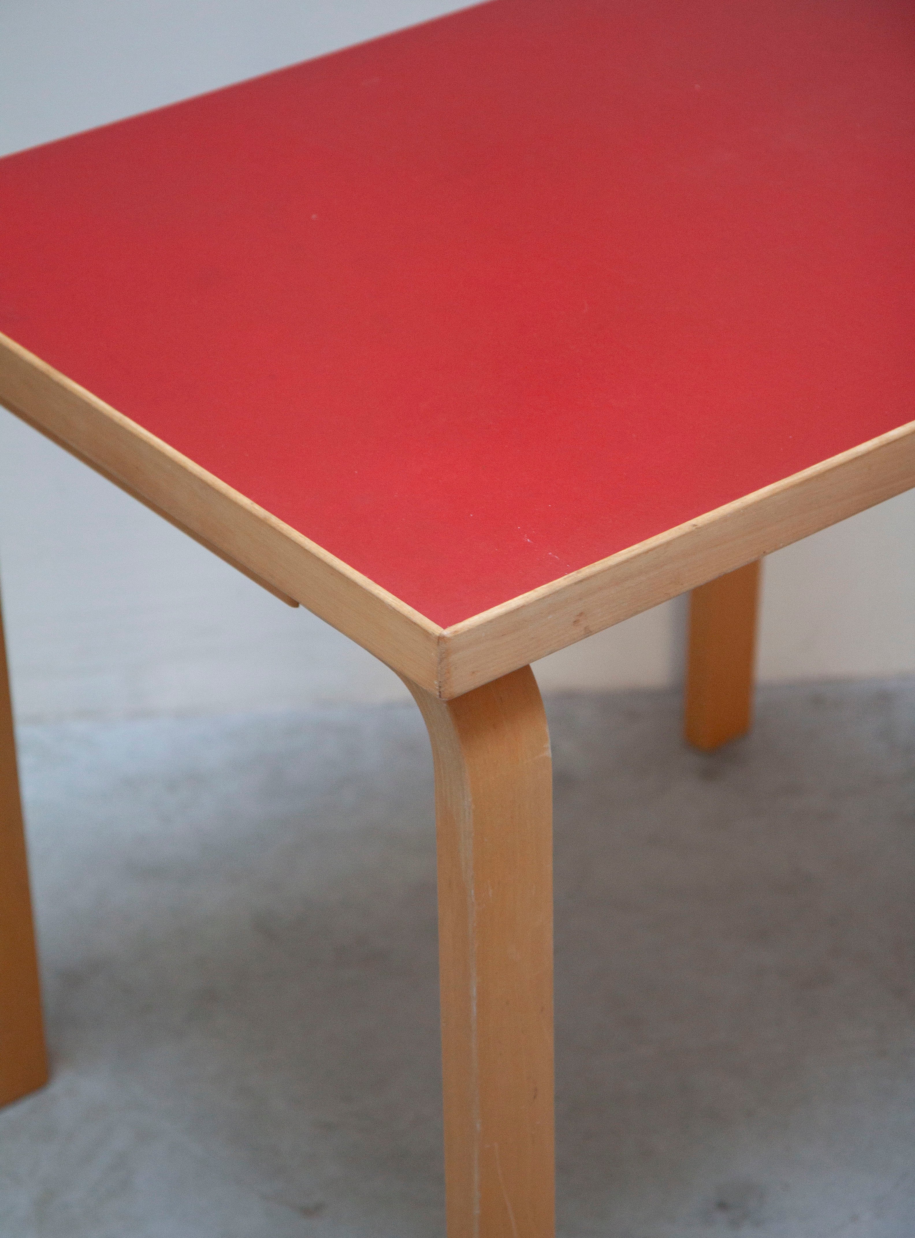 Artek Desk or Dining Table by Alvar Aalto (Red) - Image 11