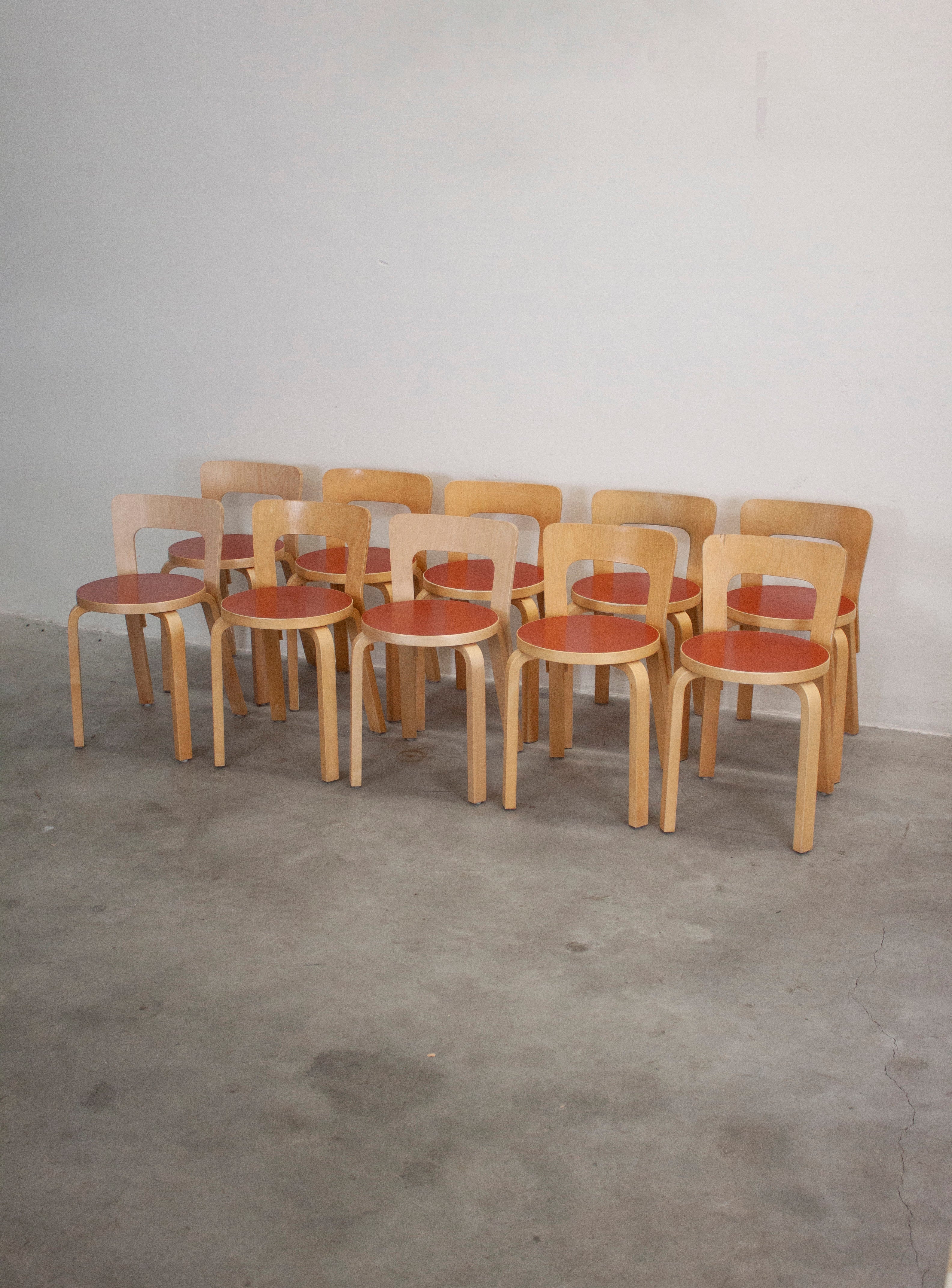 Artek Model 65 Chair by Alvar Aalto (Red) - Image 10