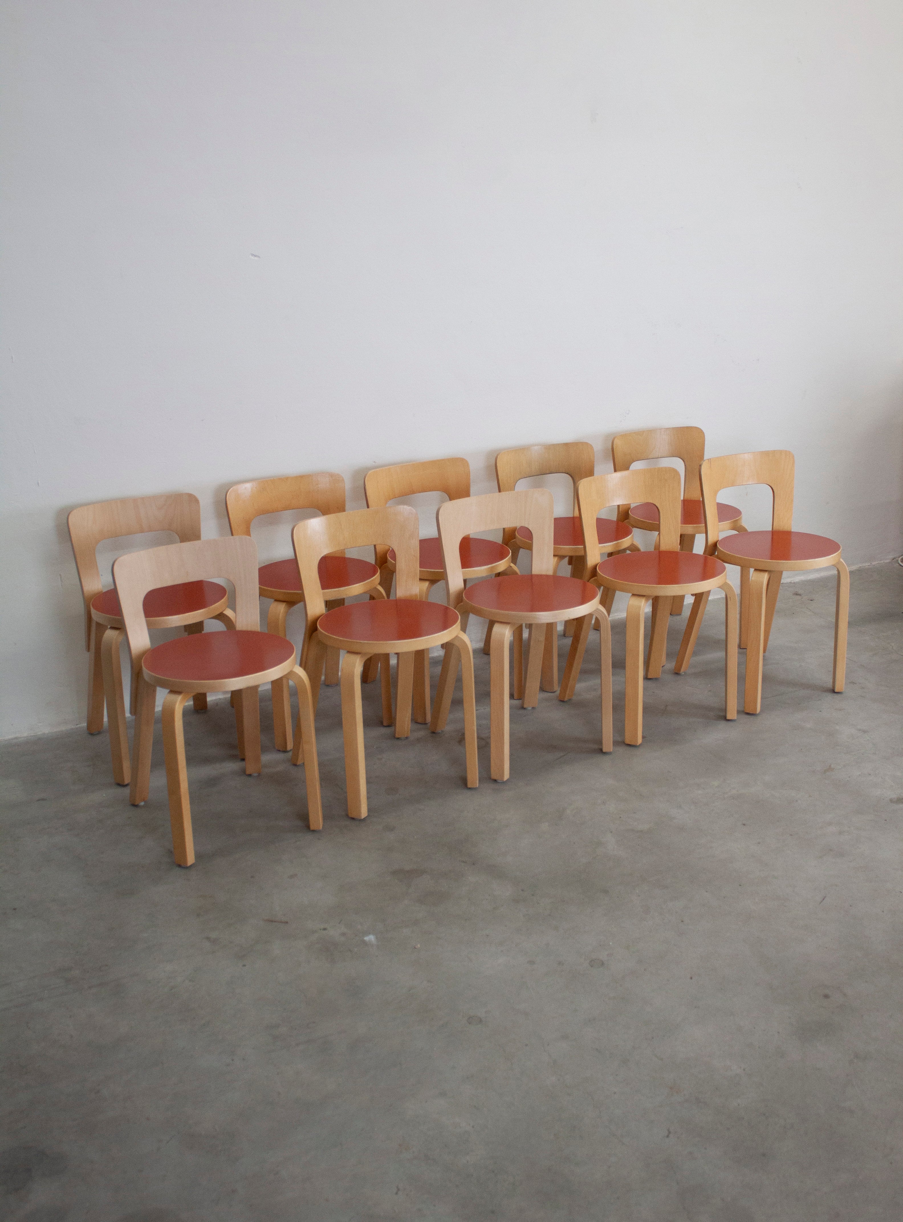 Artek Model 65 Chair by Alvar Aalto (Red) - Image 11
