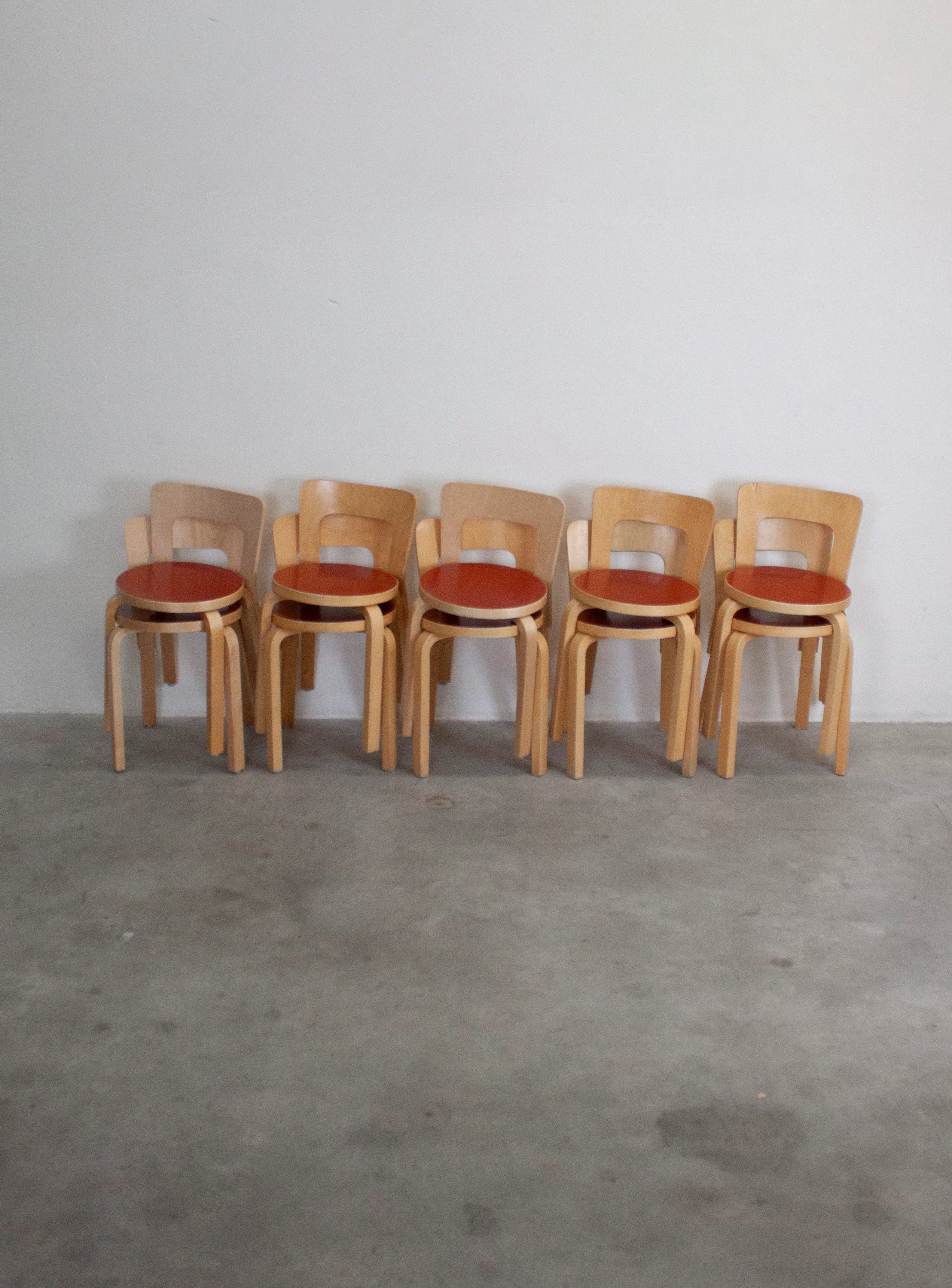 Artek Model 65 Chair by Alvar Aalto (Red) - Image 12
