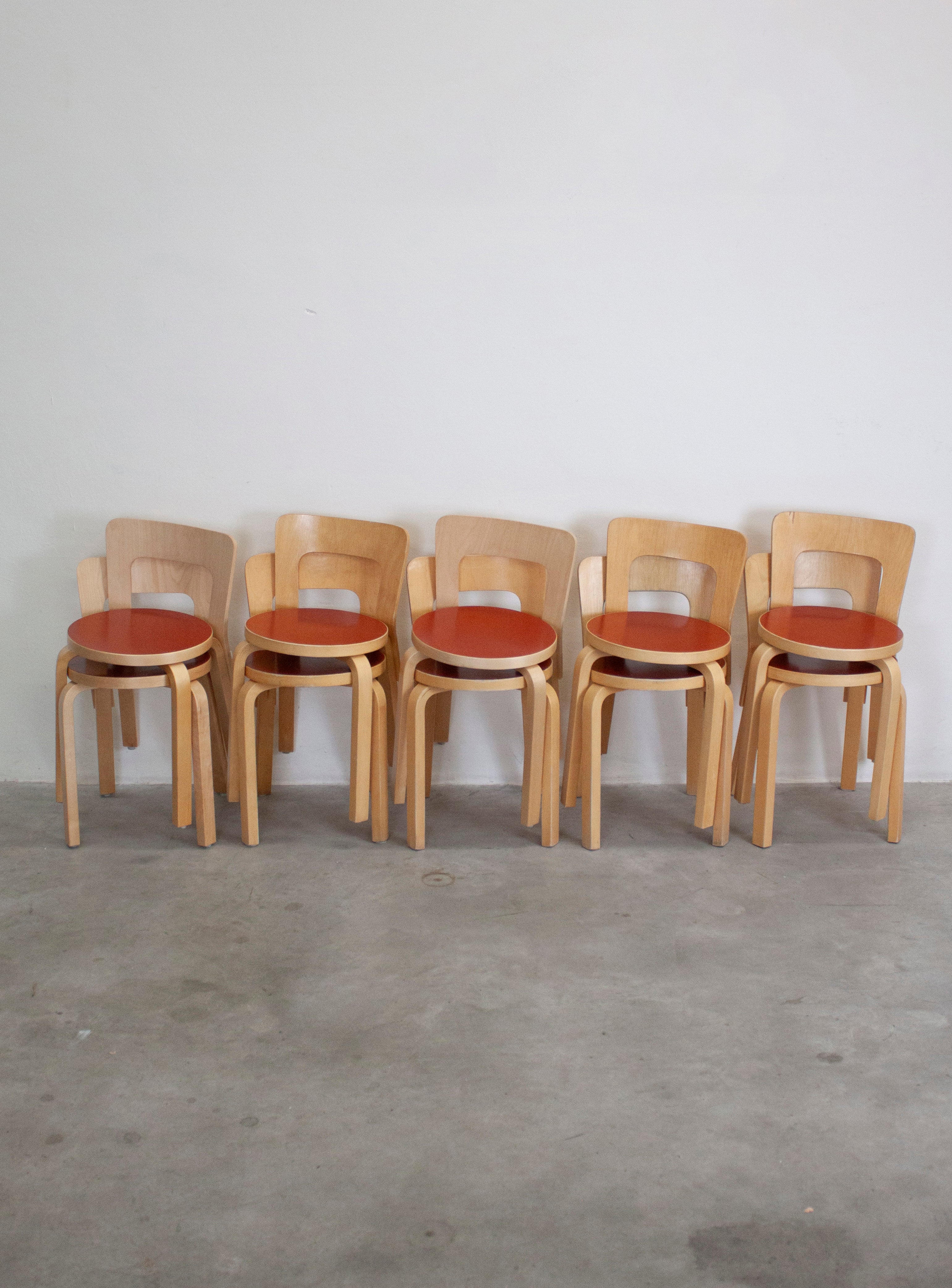 Artek Model 65 Chair by Alvar Aalto (Red) - Image 13