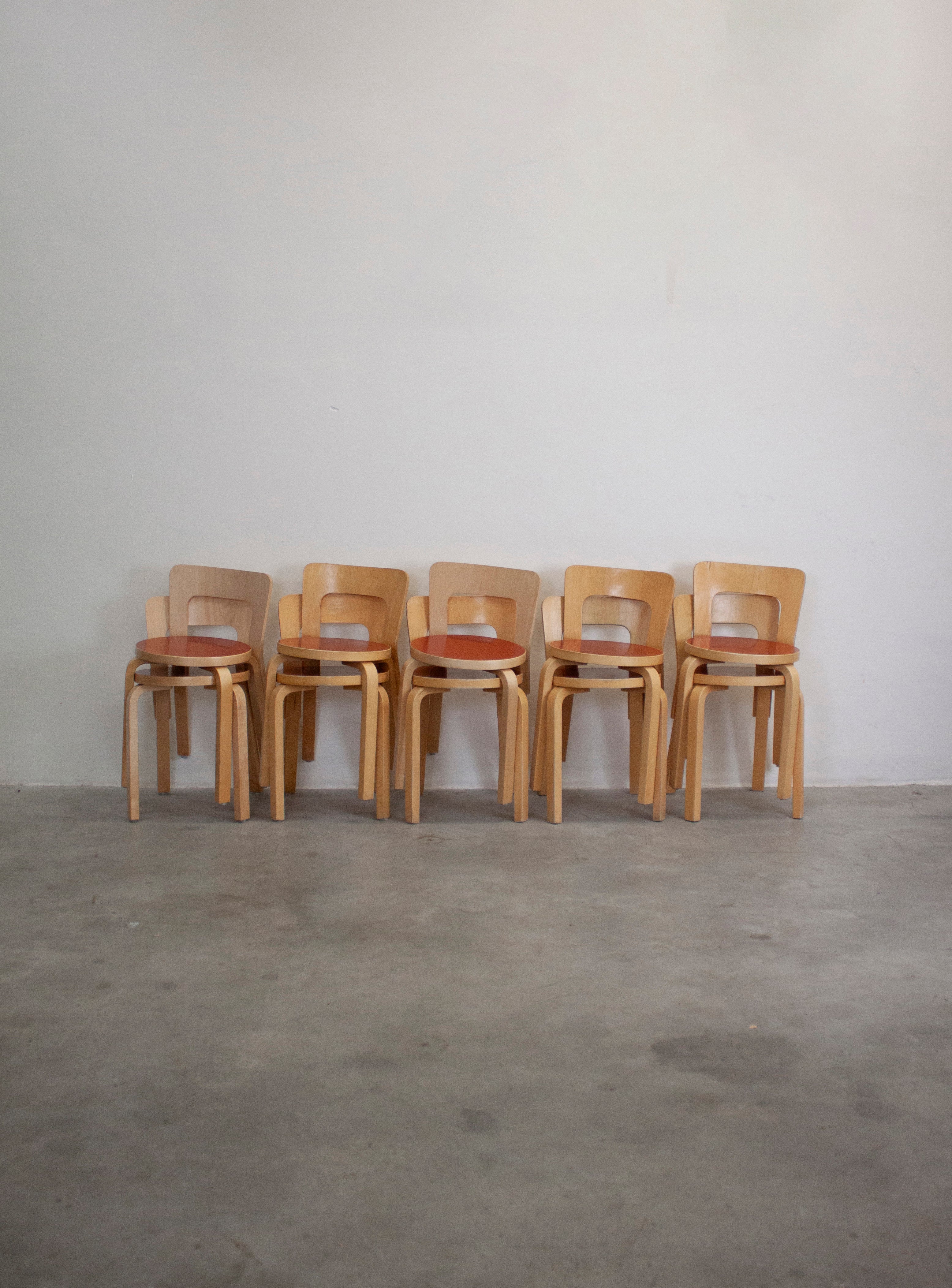Artek Model 65 Chair by Alvar Aalto (Red) - Image 14