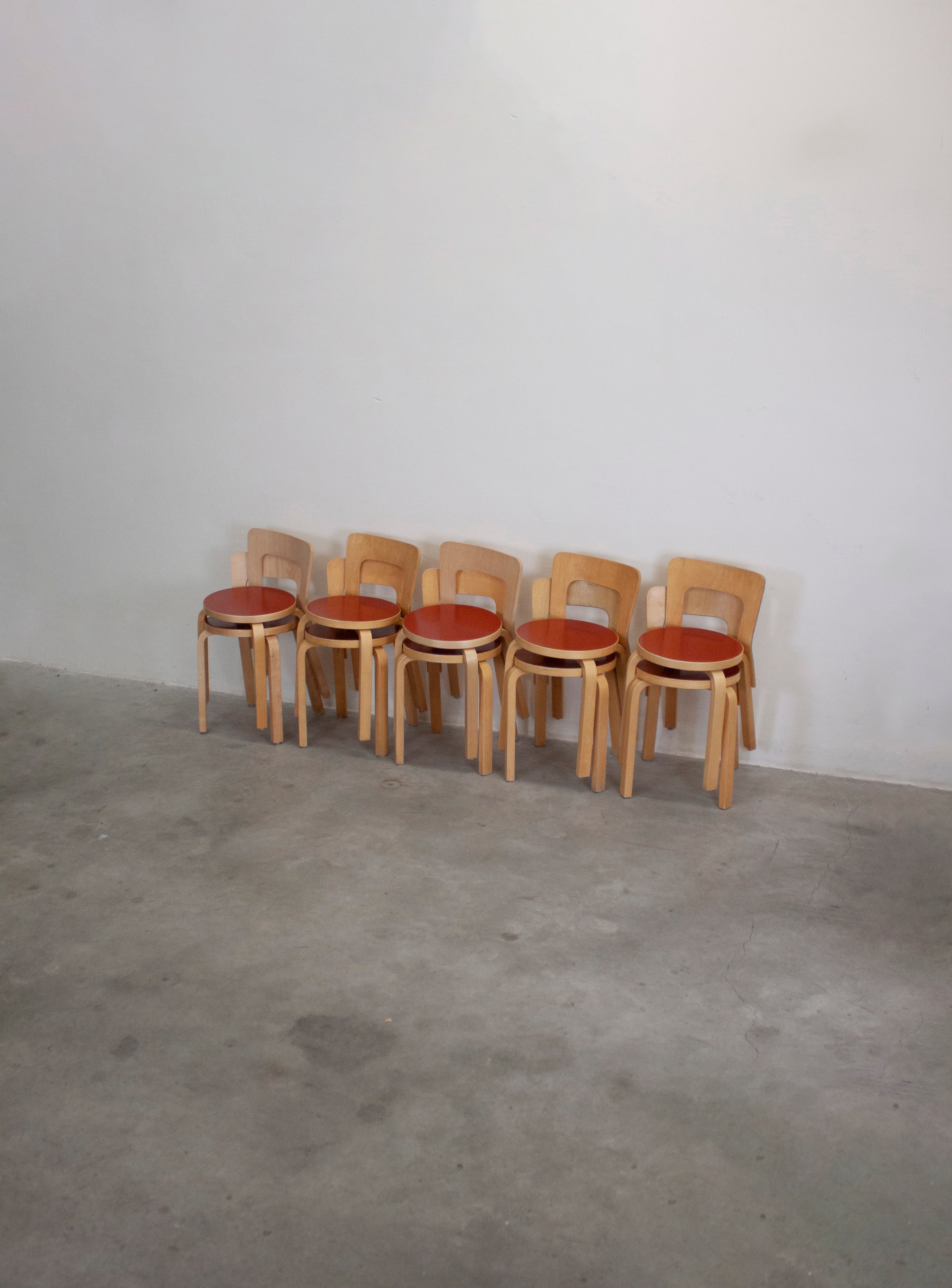 Artek Model 65 Chair by Alvar Aalto (Red) - Image 15