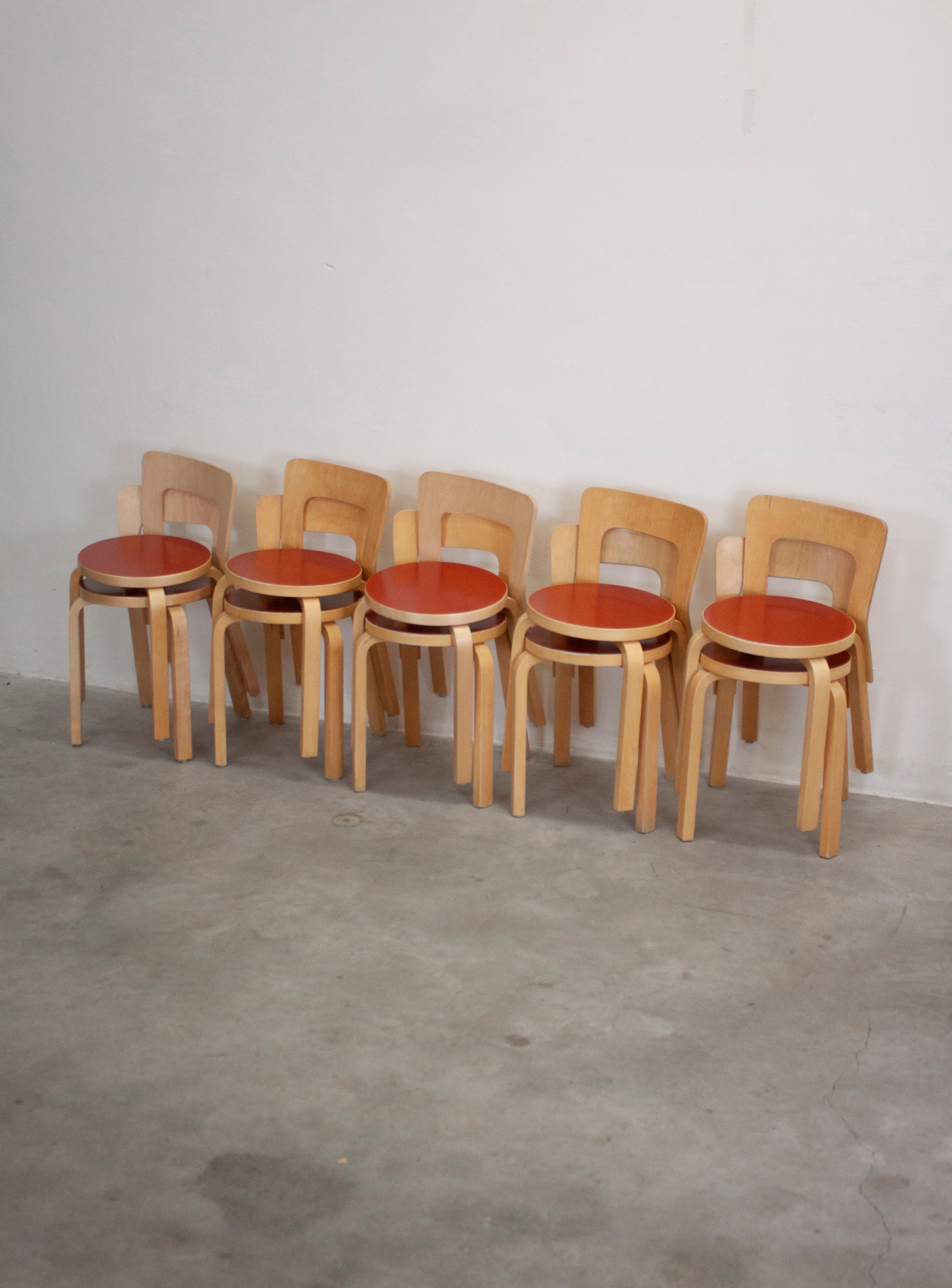 Artek Model 65 Chair by Alvar Aalto (Red) - Image 16