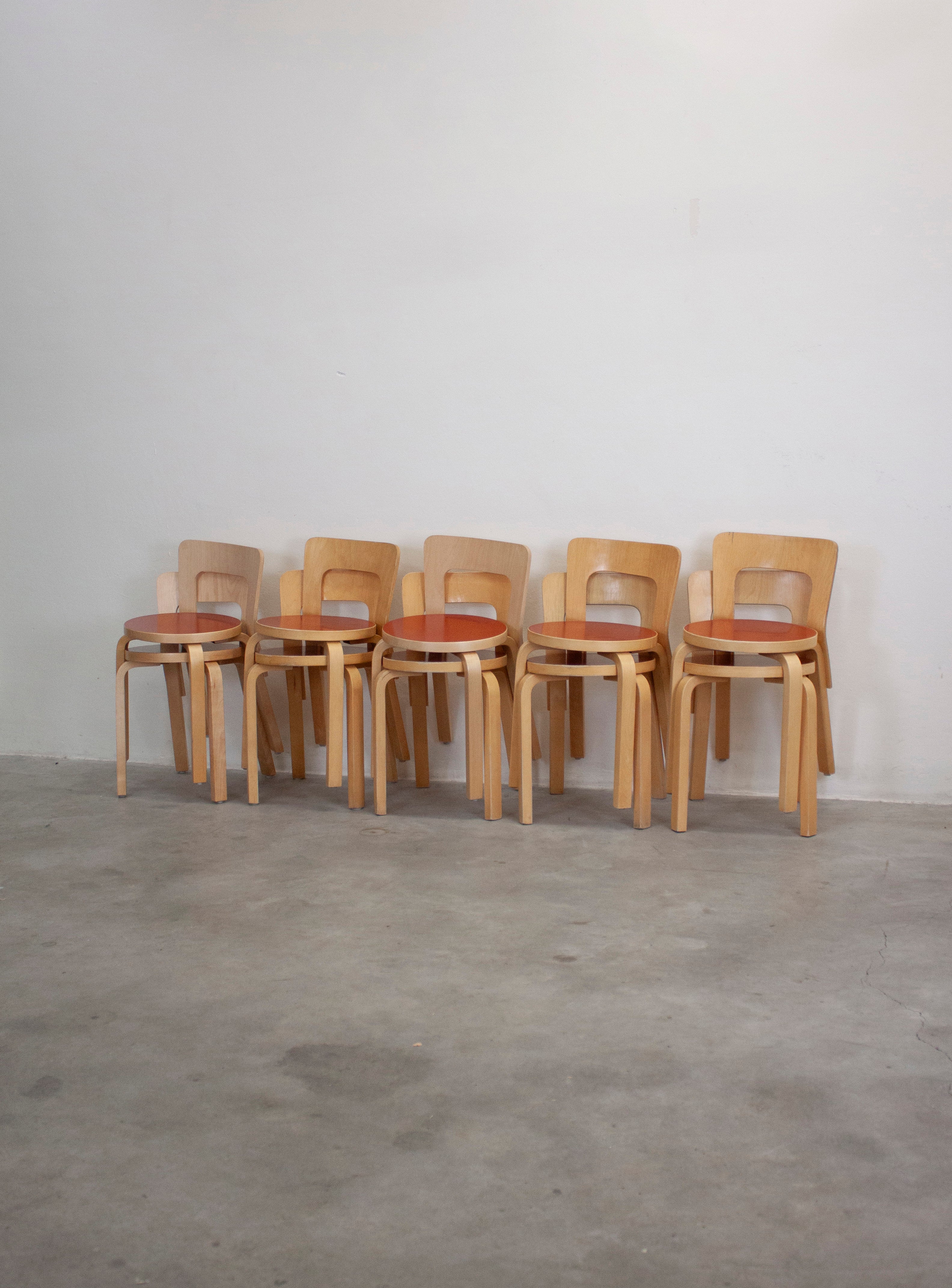Artek Model 65 Chair by Alvar Aalto (Red) - Image 17