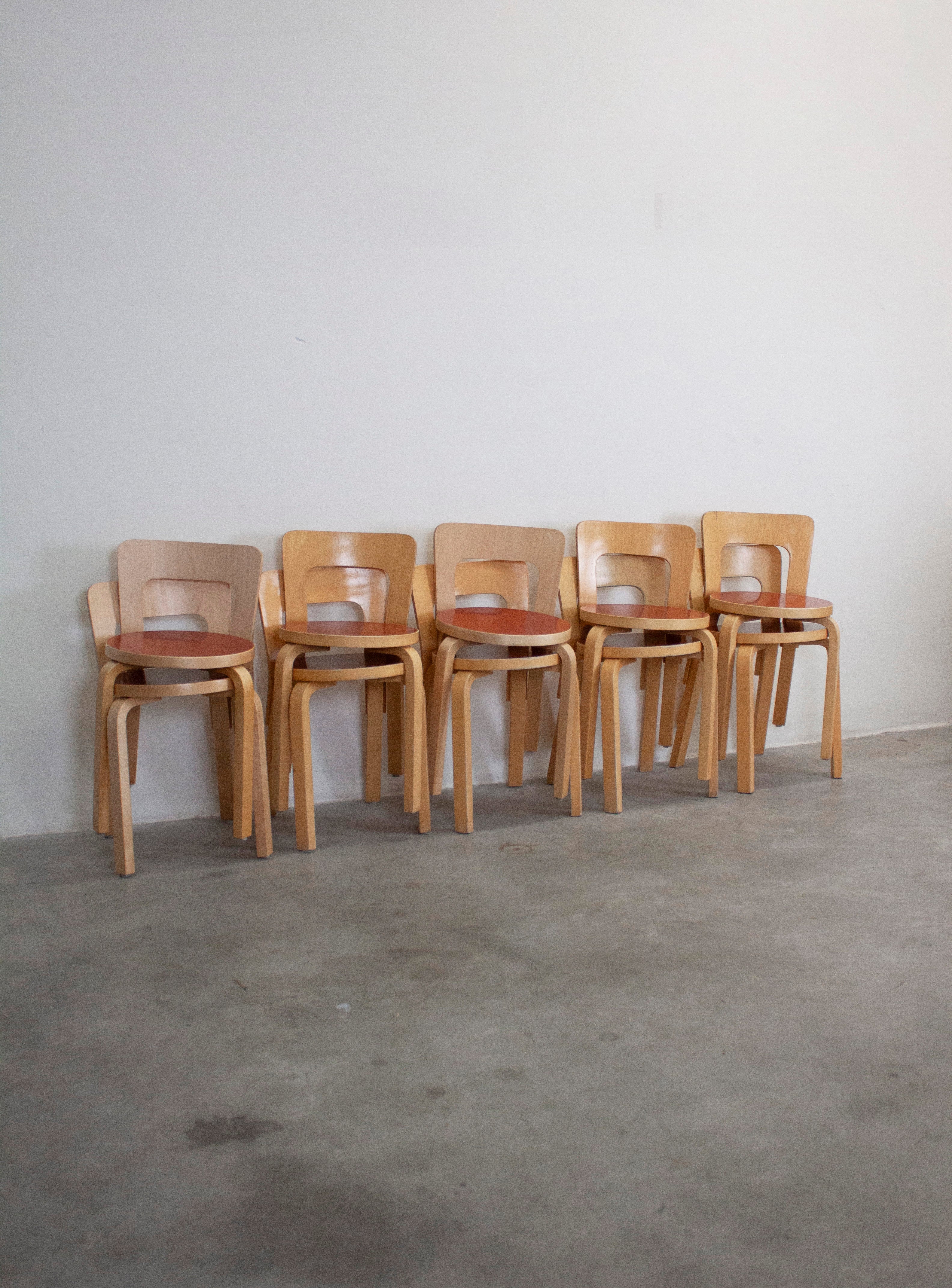 Artek Model 65 Chair by Alvar Aalto (Red) - Image 18