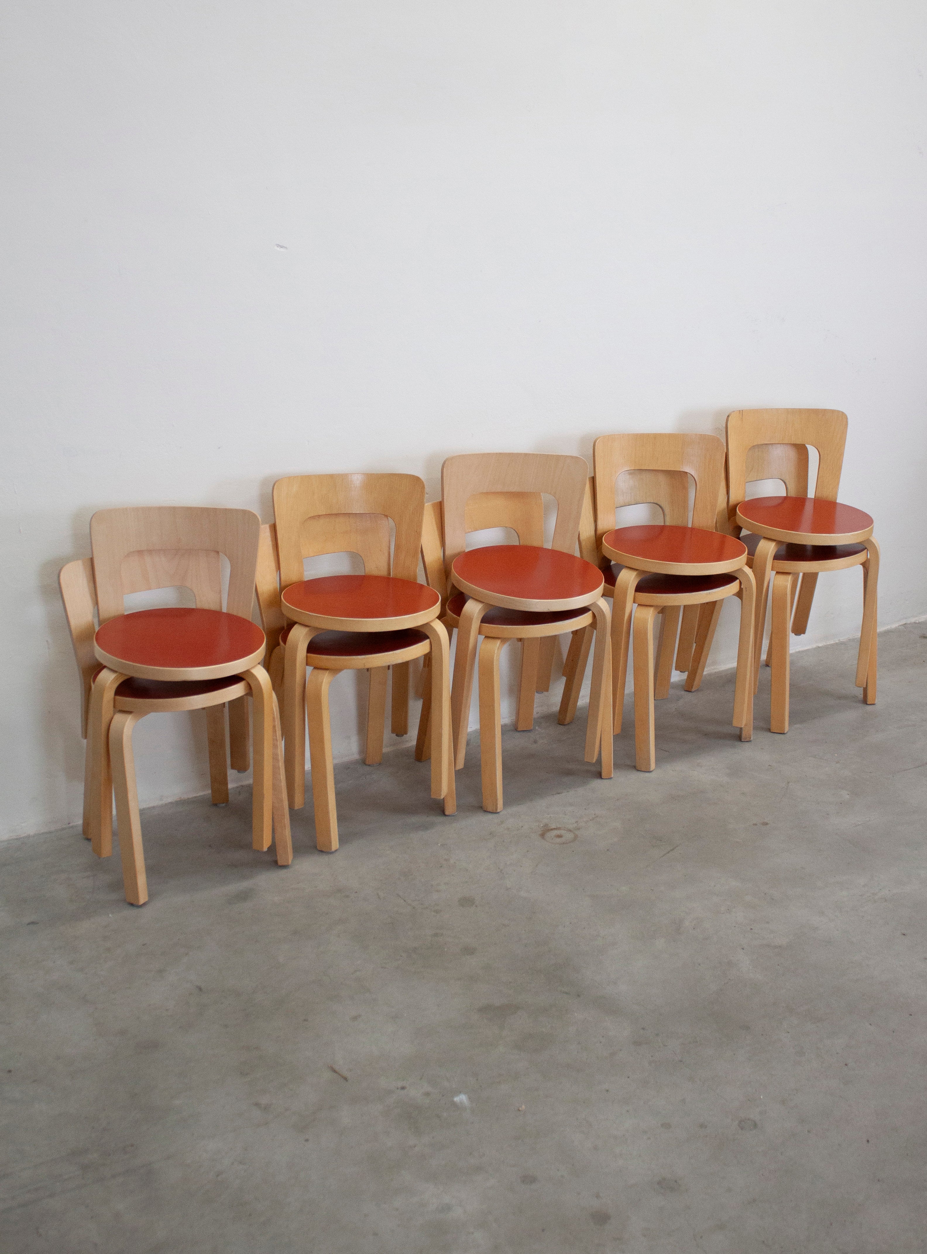 Artek Model 65 Chair by Alvar Aalto (Red) - Image 19