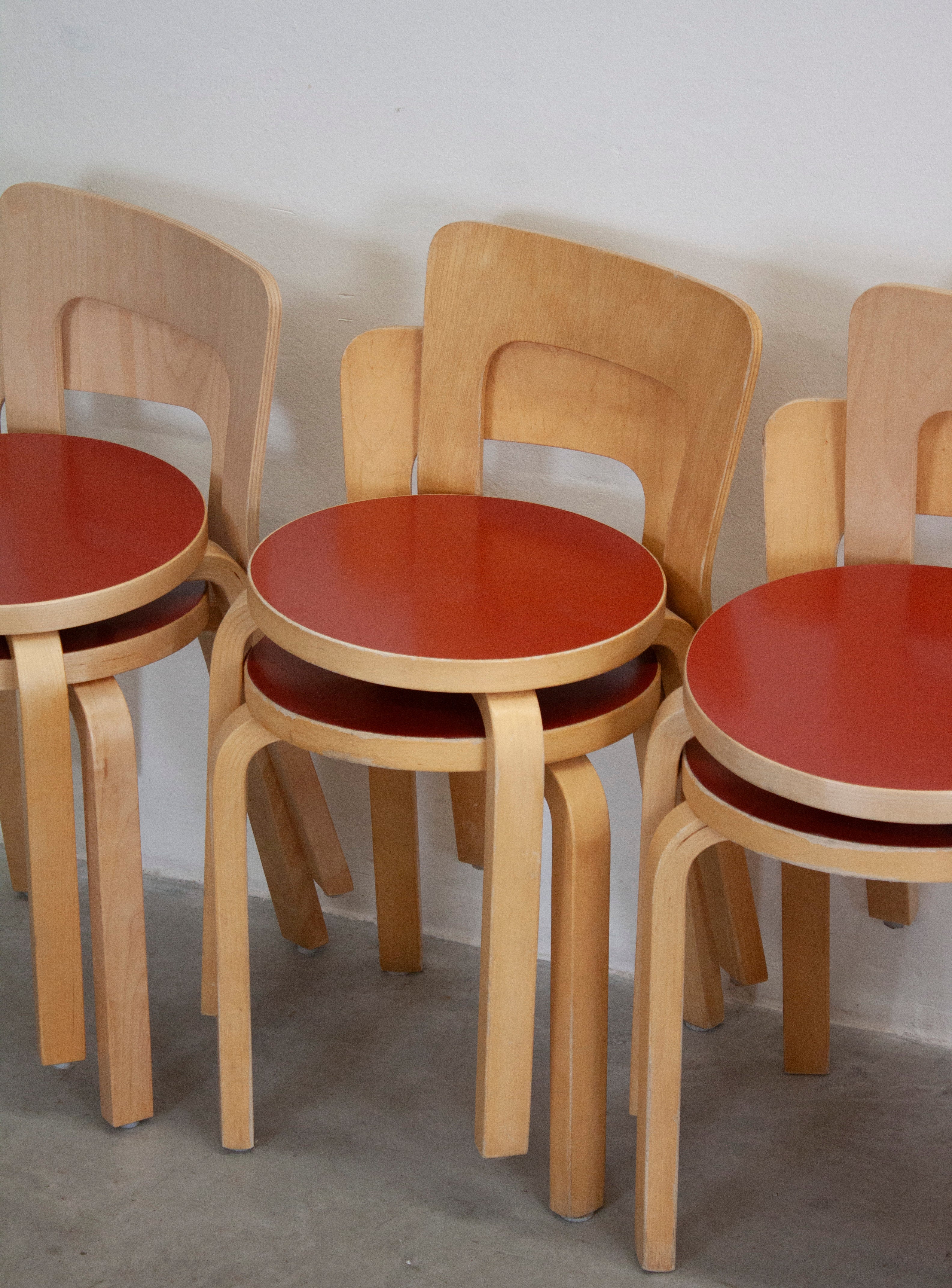 Artek Model 65 Chair by Alvar Aalto (Red) - Image 21