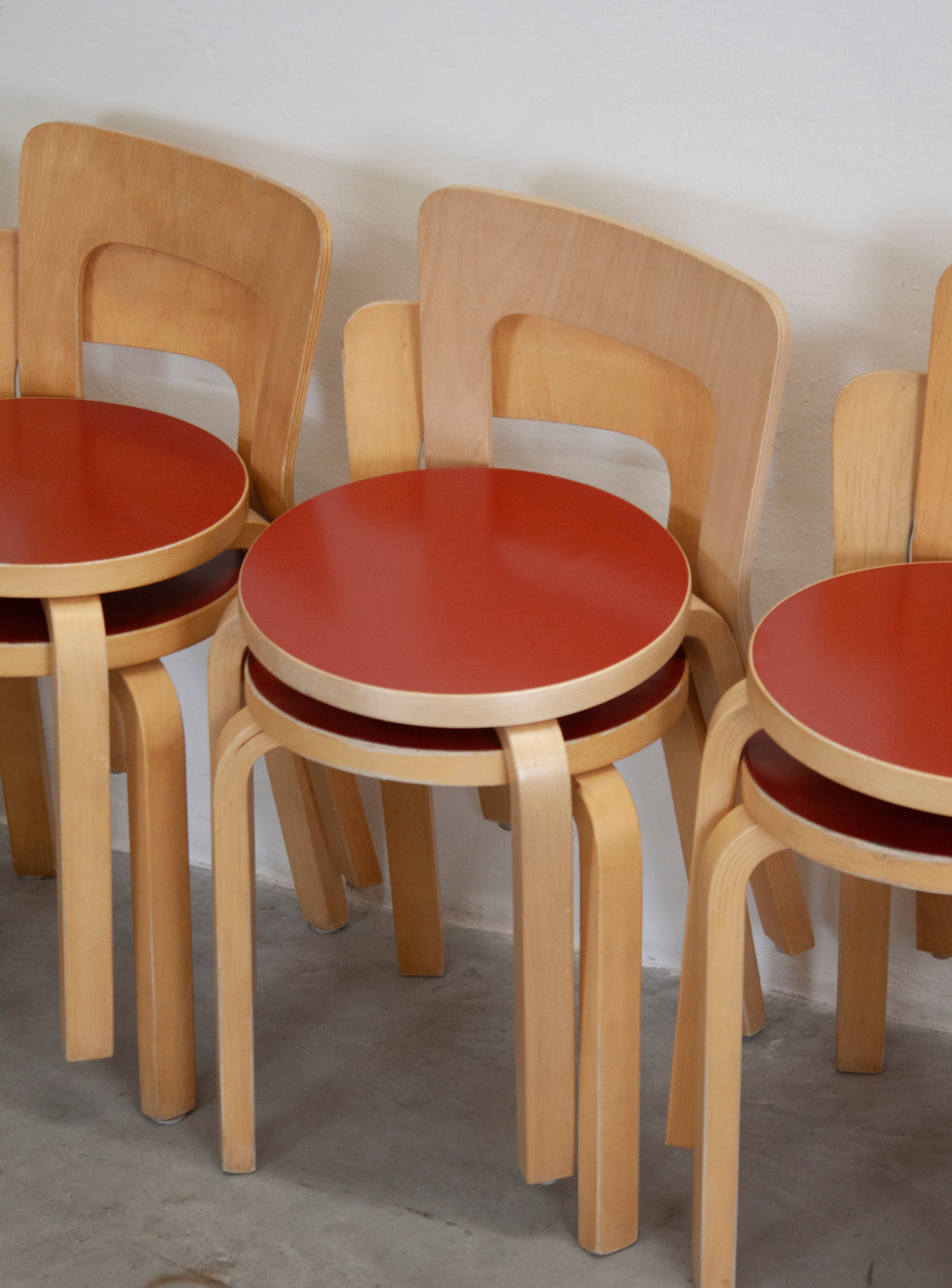 Artek Model 65 Chair by Alvar Aalto (Red) - Image 22