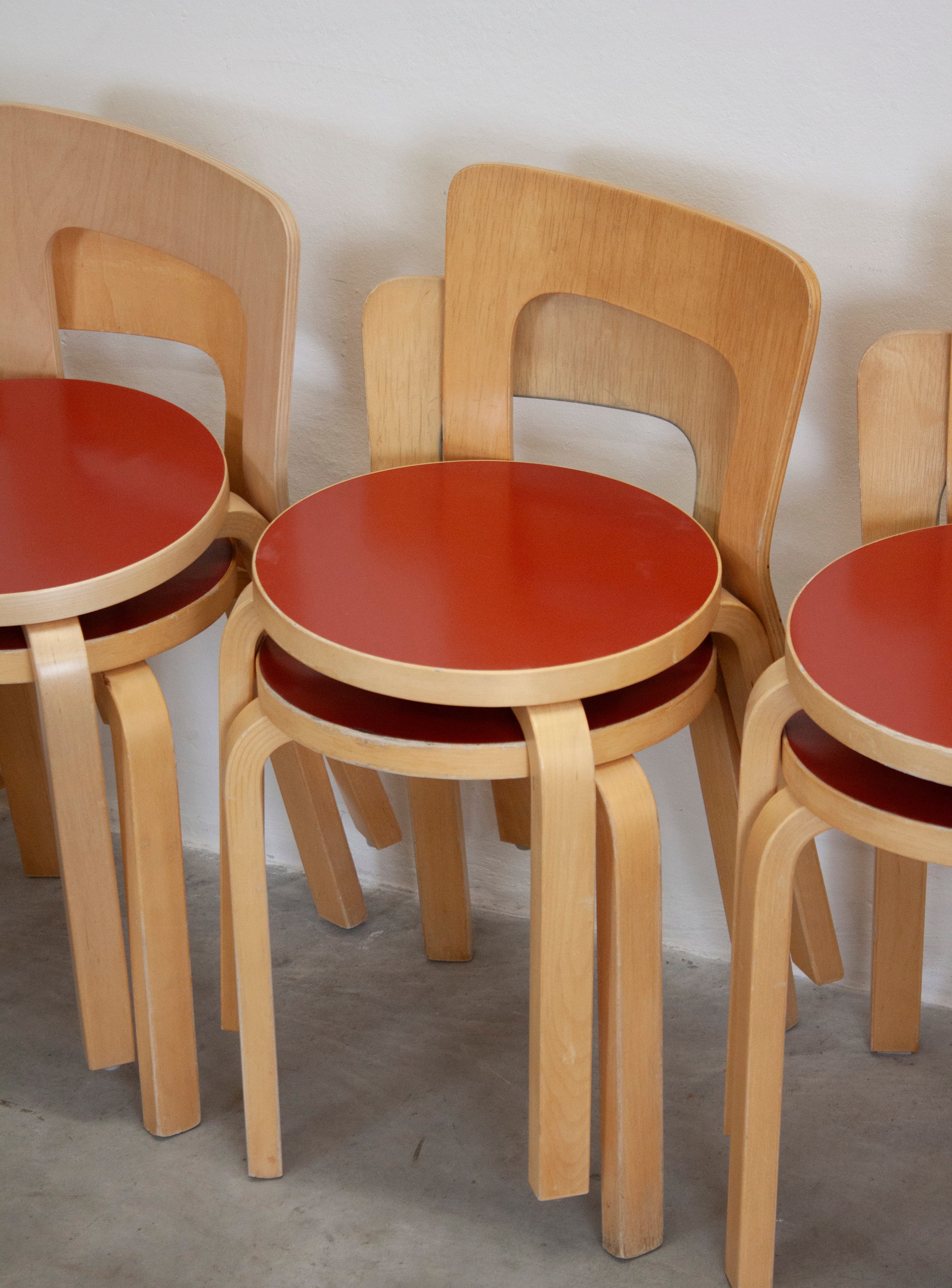 Artek Model 65 Chair by Alvar Aalto (Red) - Image 23