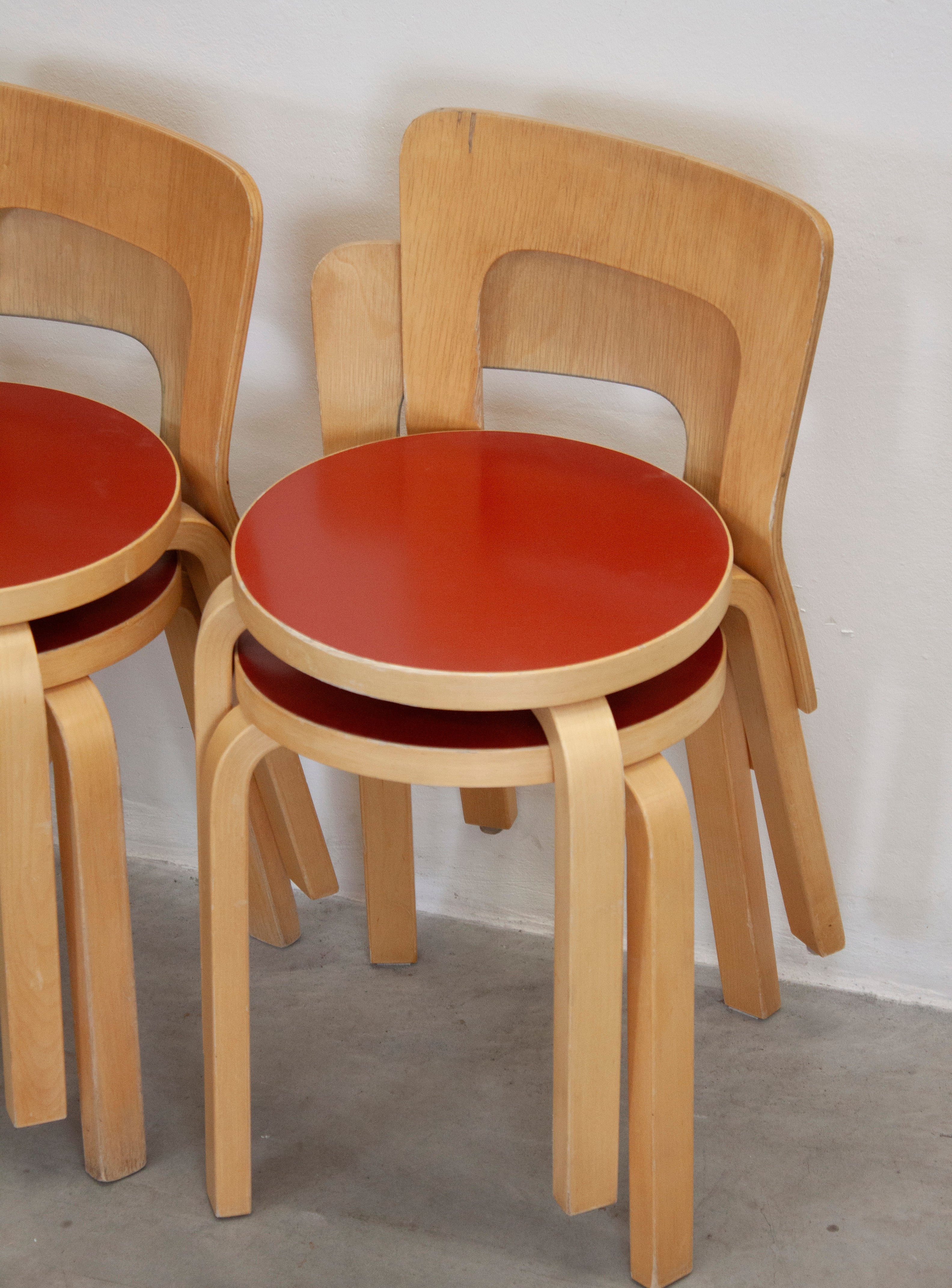 Artek Model 65 Chair by Alvar Aalto (Red) - Image 24