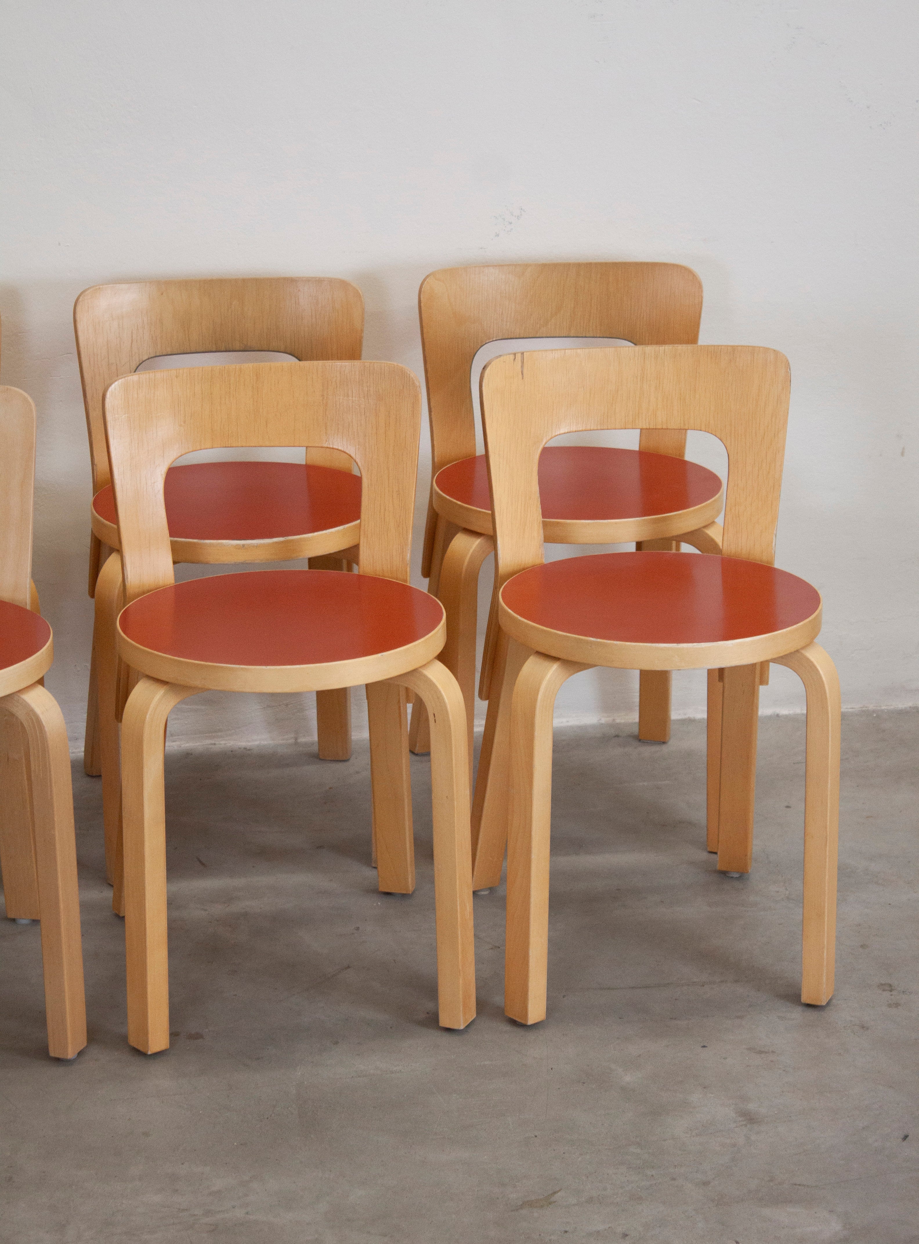 Artek Model 65 Chair by Alvar Aalto (Red) - Image 26
