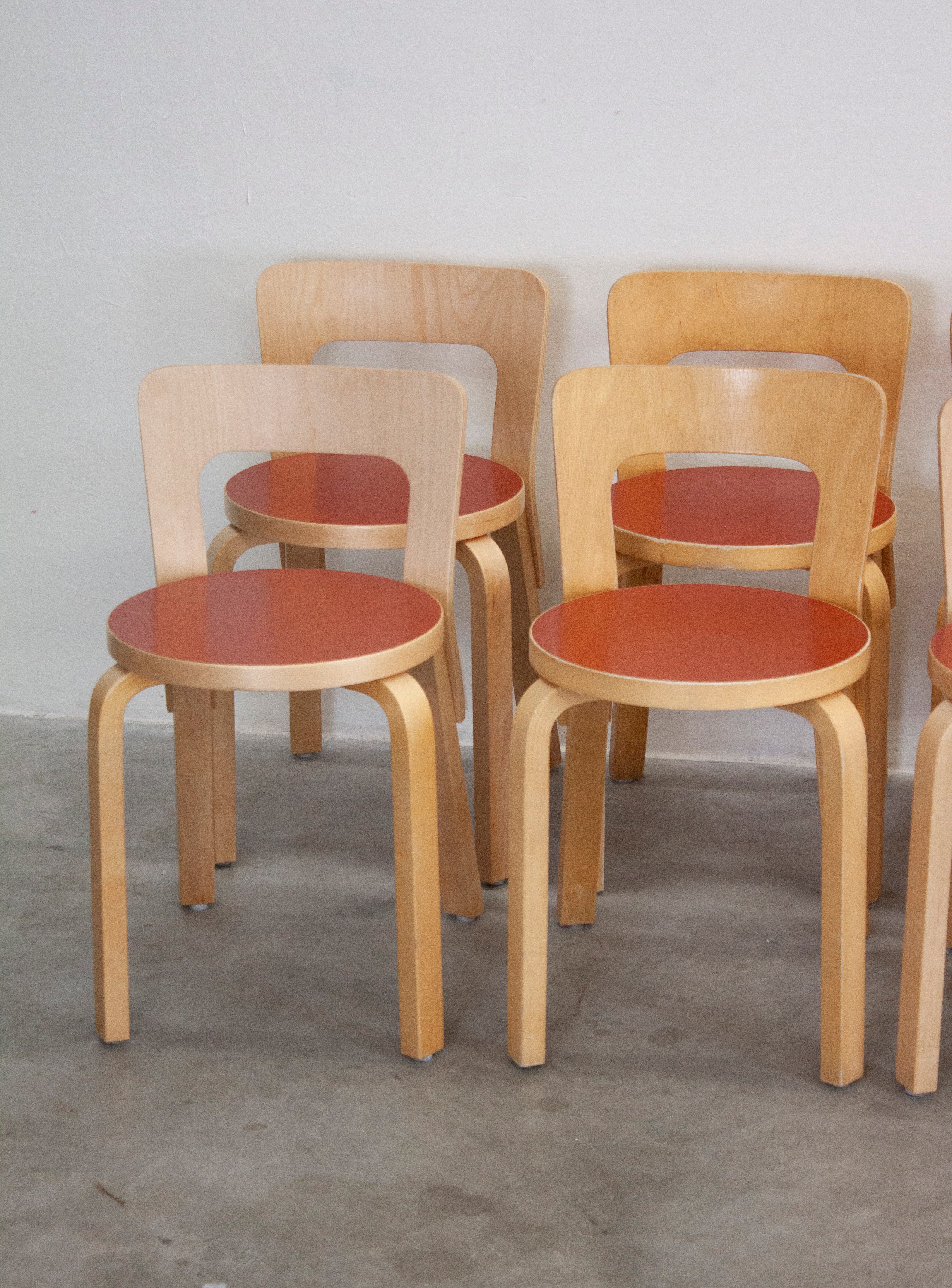 Artek Model 65 Chair by Alvar Aalto (Red) - Image 27