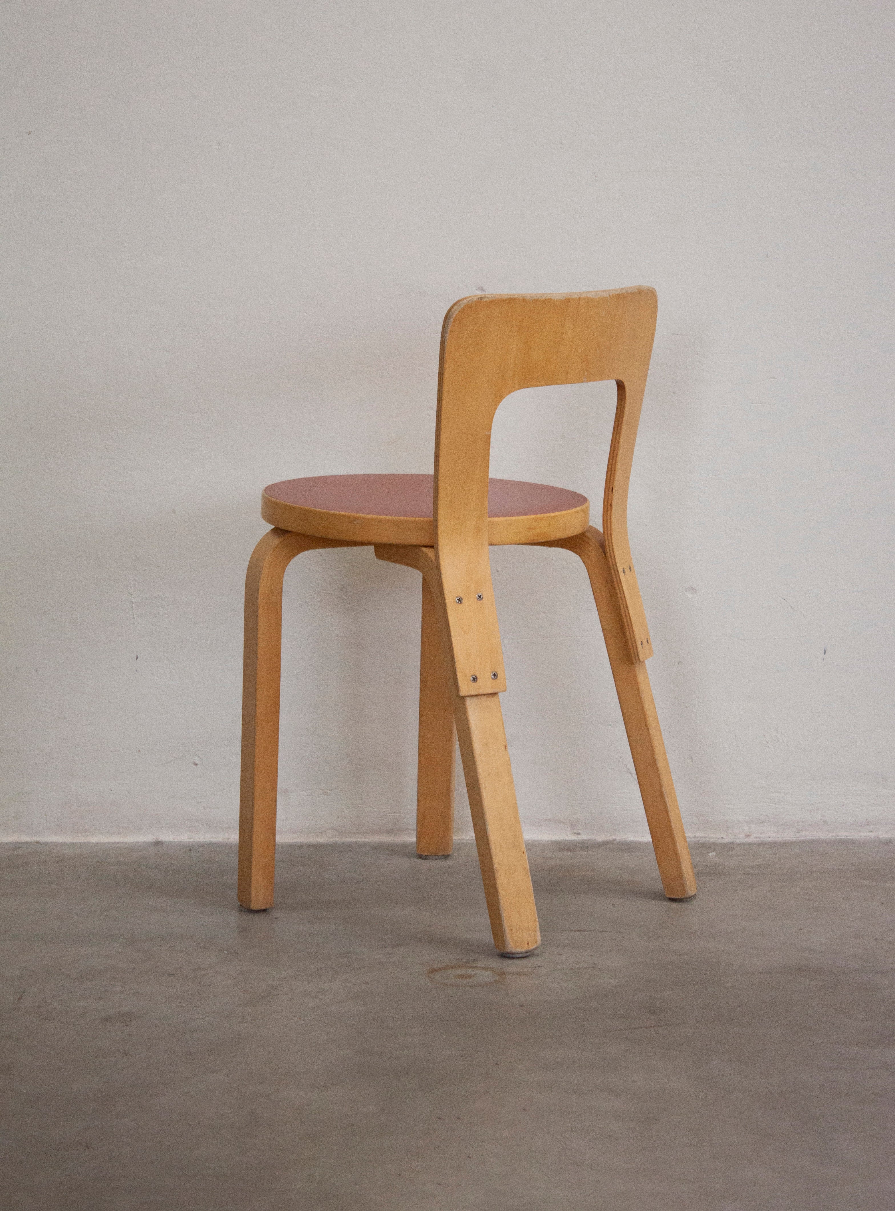 Artek Model 65 Chair by Alvar Aalto (Red) - Image 31