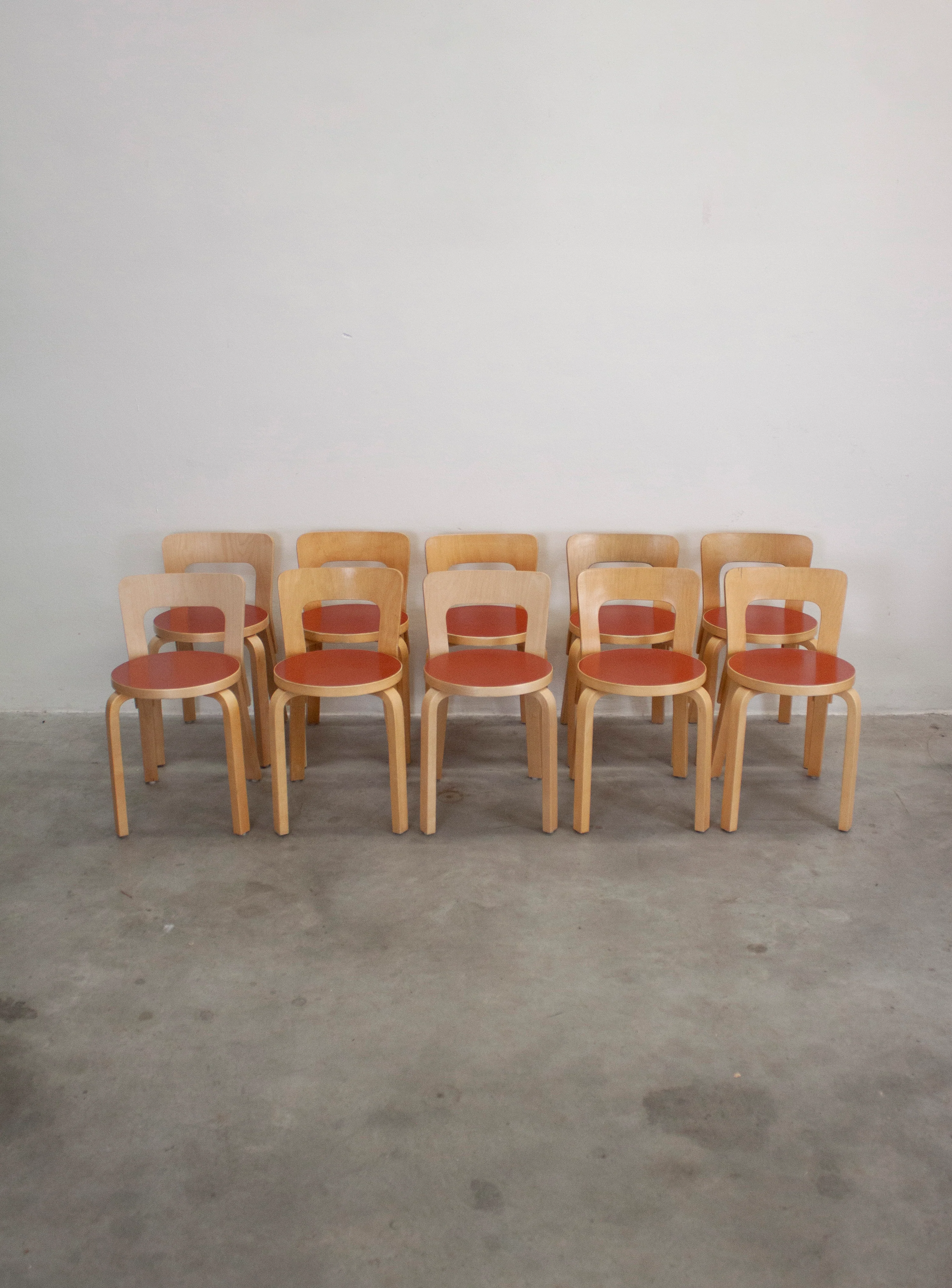Artek Model 65 Chair by Alvar Aalto (Red) - Image 9