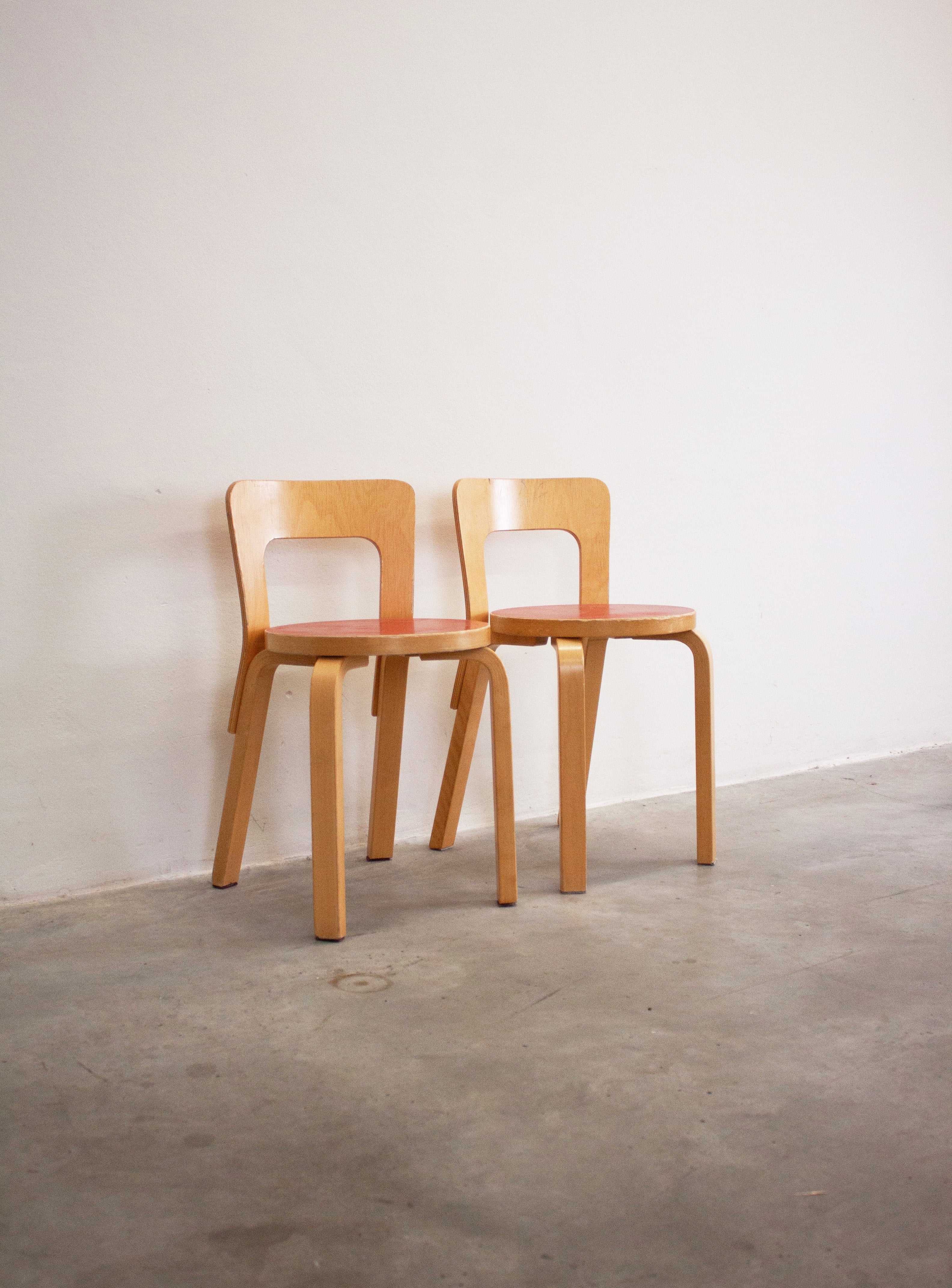 Artek Model 65 Chair by Alvar Aalto (Red) - Image 10