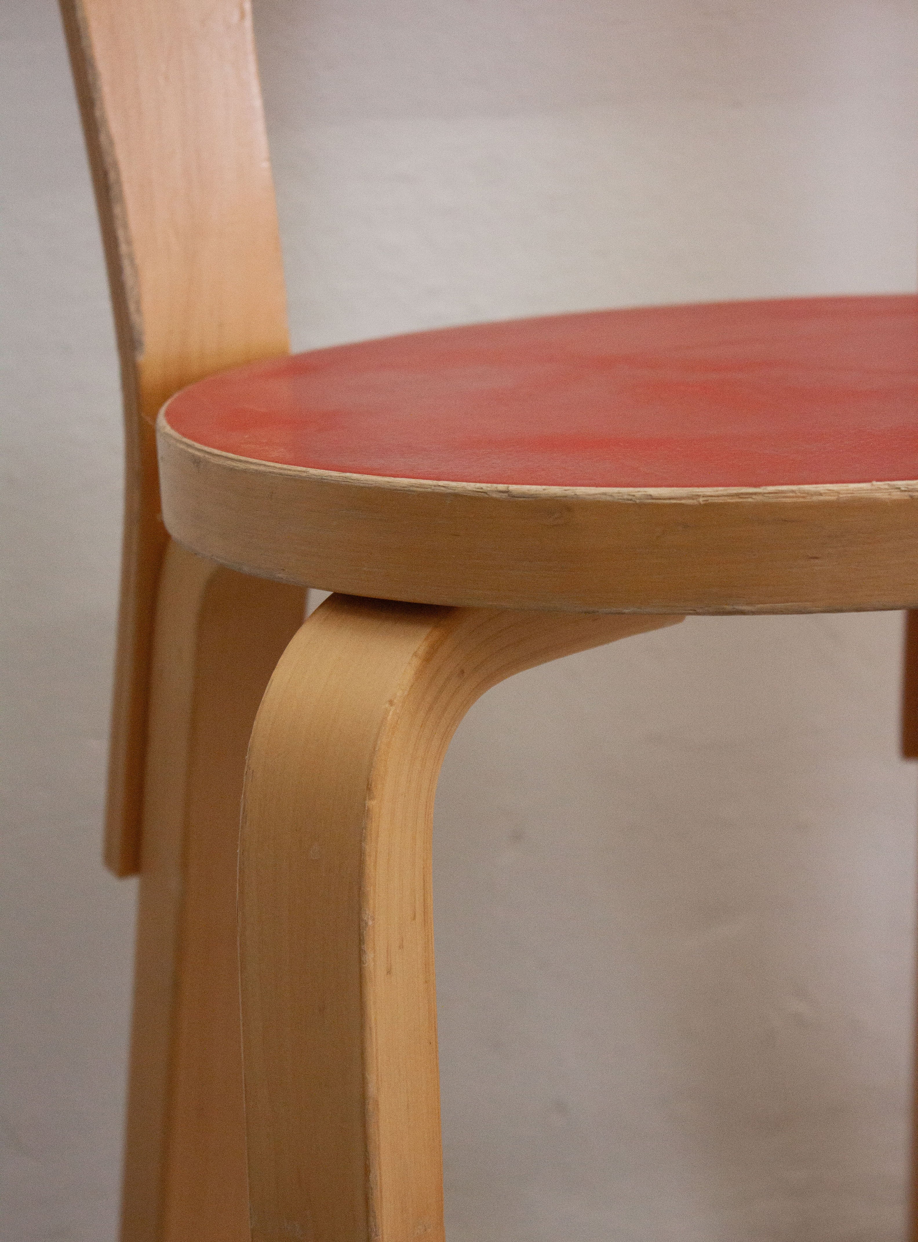 Artek Model 65 Chair by Alvar Aalto (Red) - Image 17