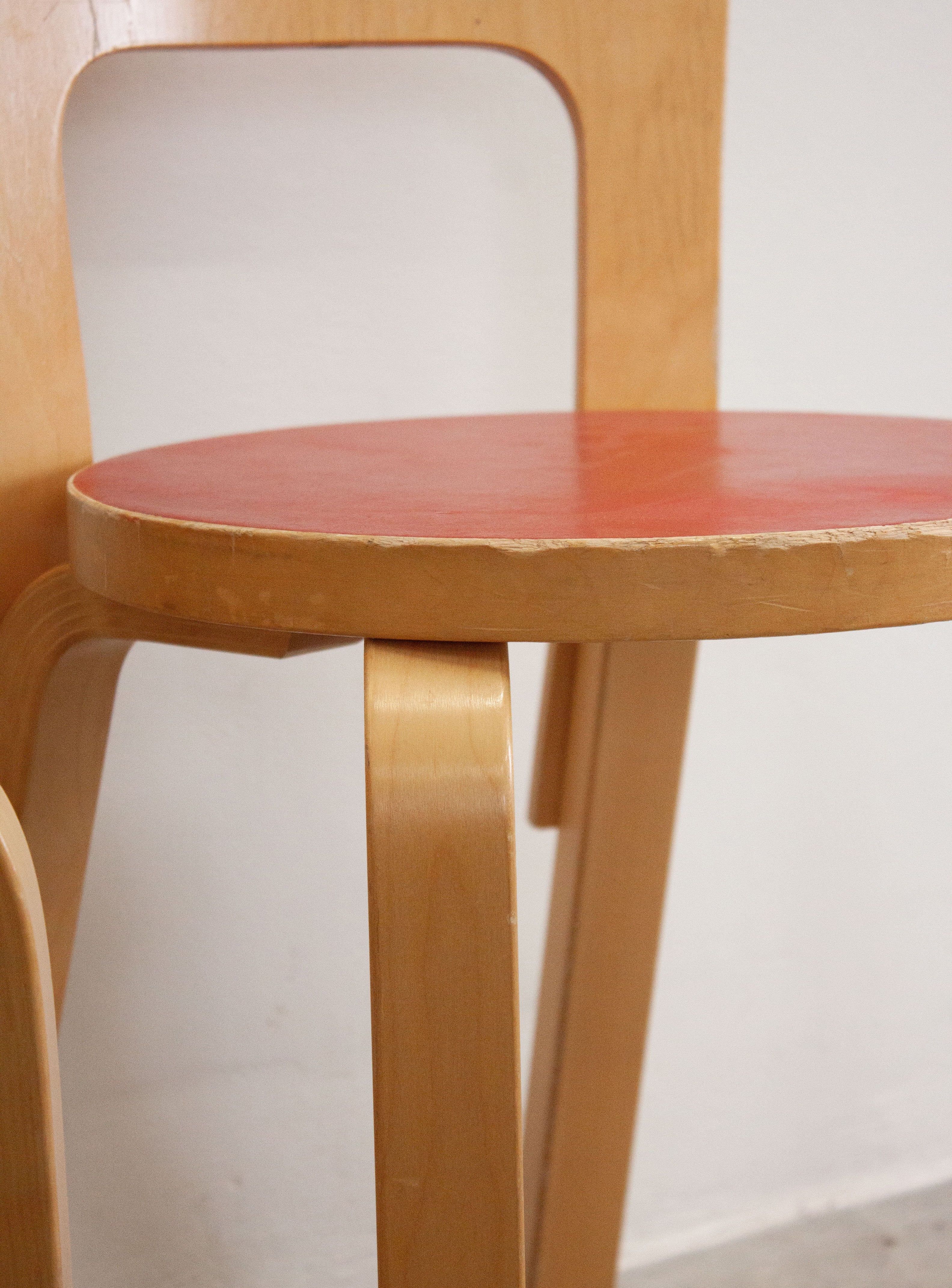 Artek Model 65 Chair by Alvar Aalto (Red) - Image 19