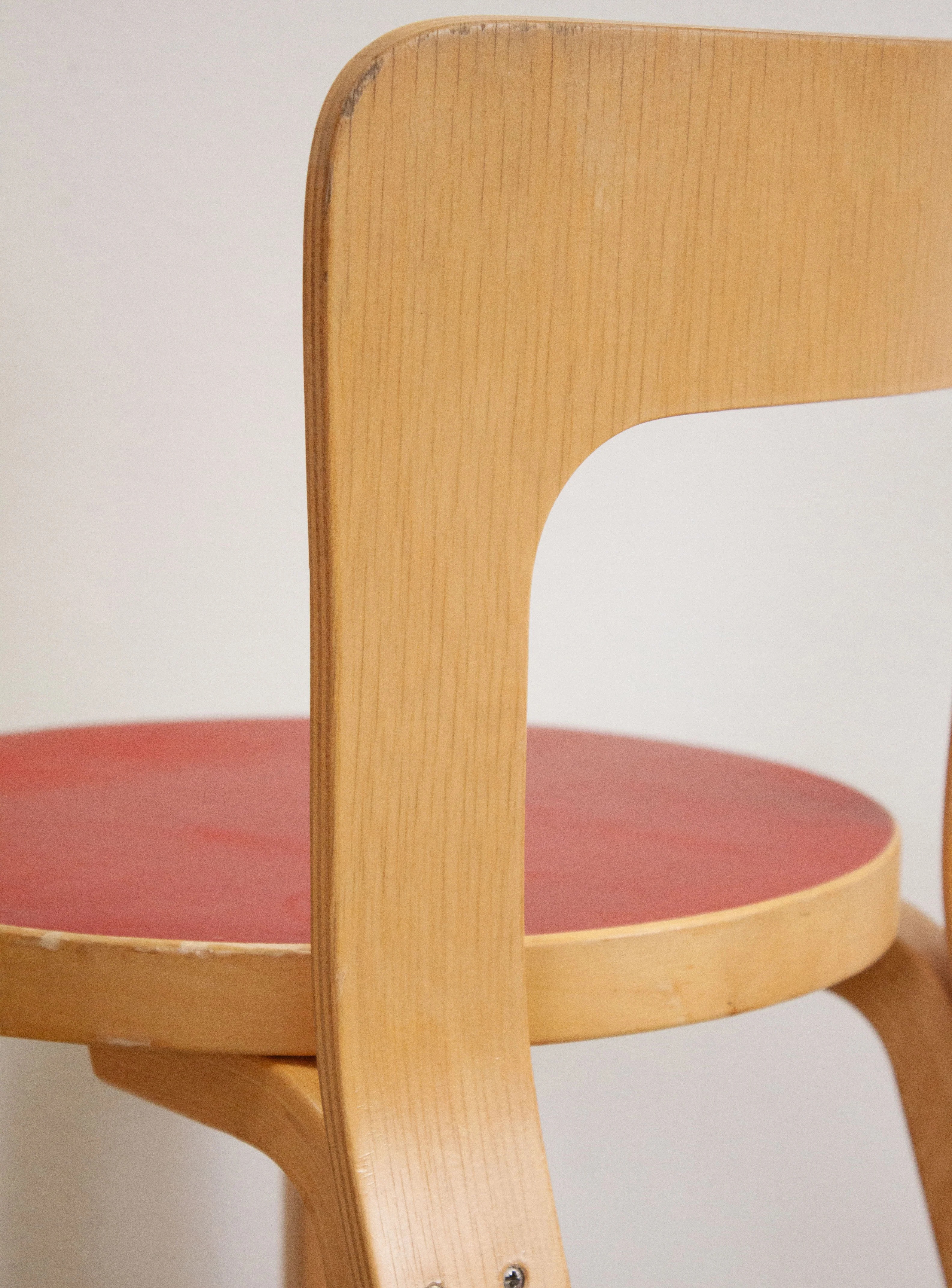 Artek Model 65 Chair by Alvar Aalto (Red) - Image 25