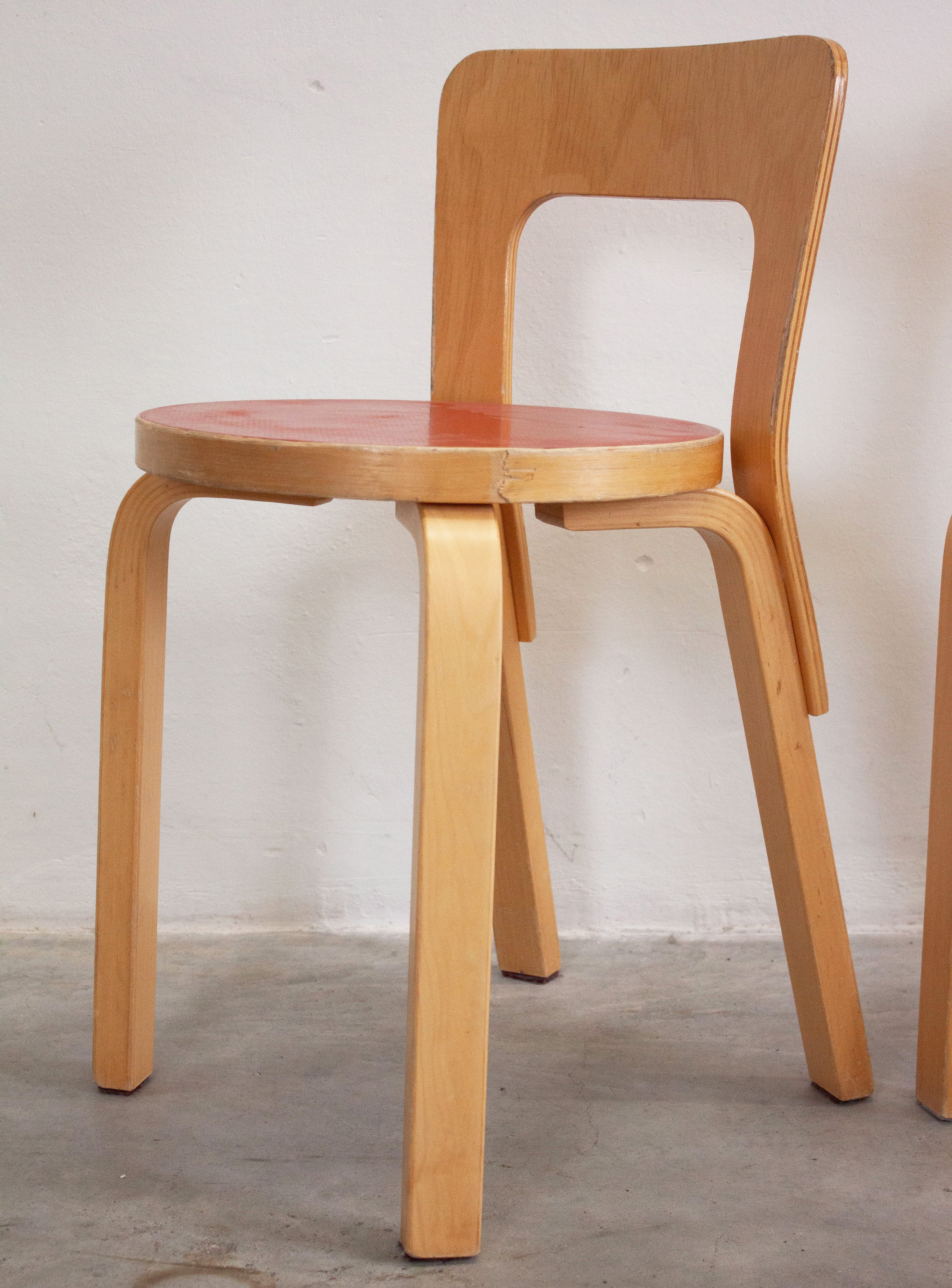Artek Model 65 Chair by Alvar Aalto (Red) - Image 27