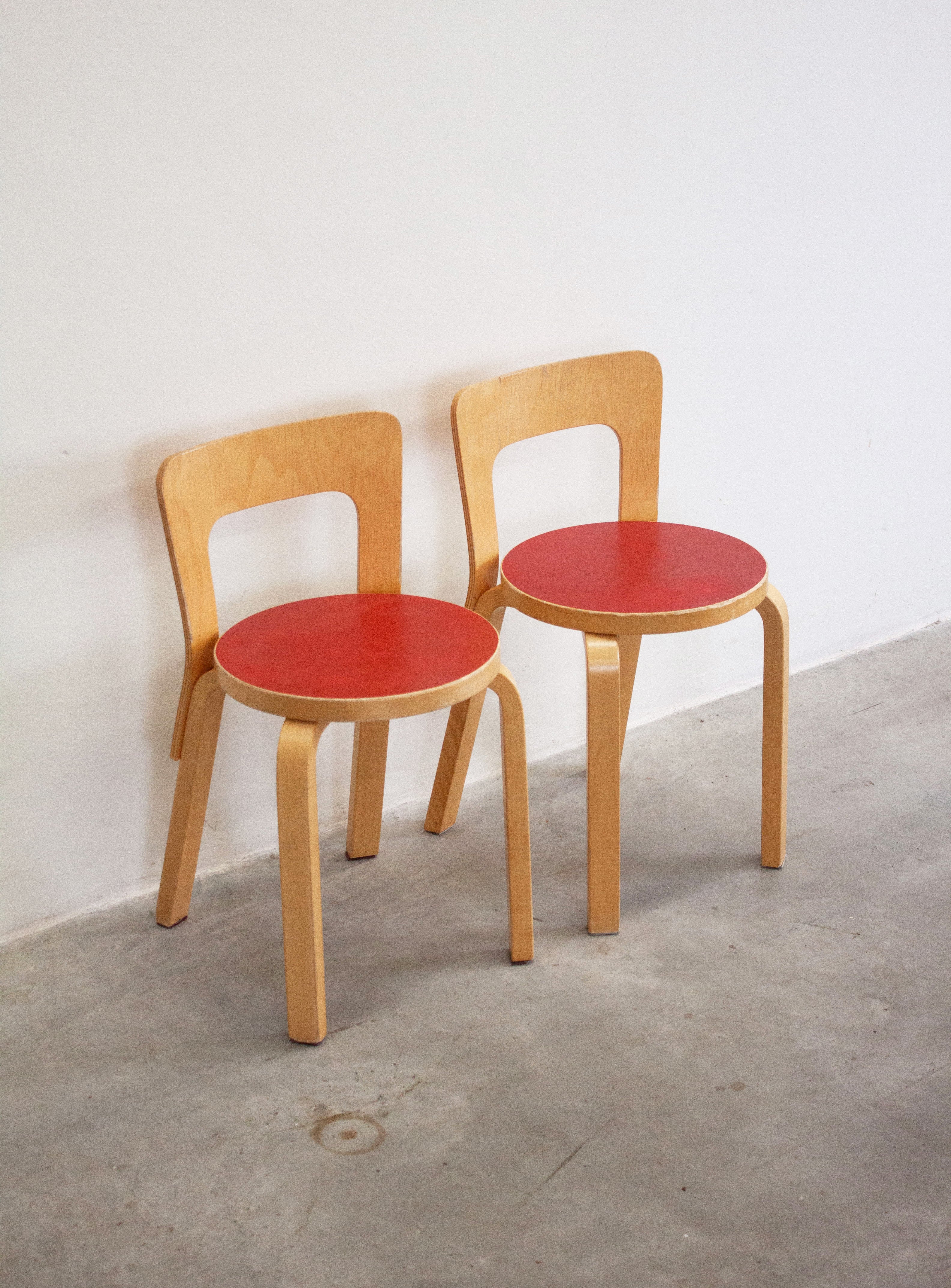 Artek Model 65 Chair by Alvar Aalto (Red) - Image 8