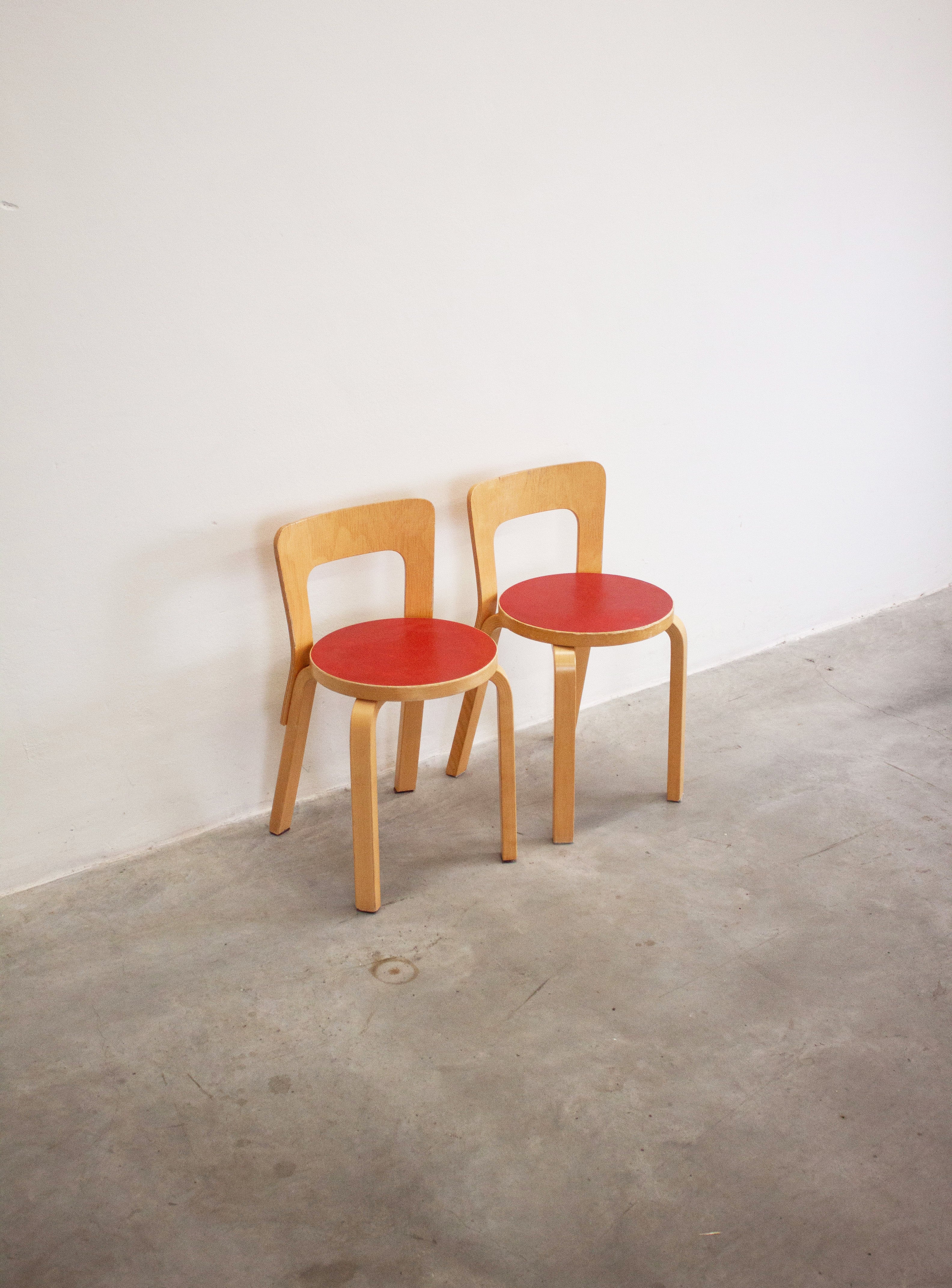 Artek Model 65 Chair by Alvar Aalto (Red) - Image 9