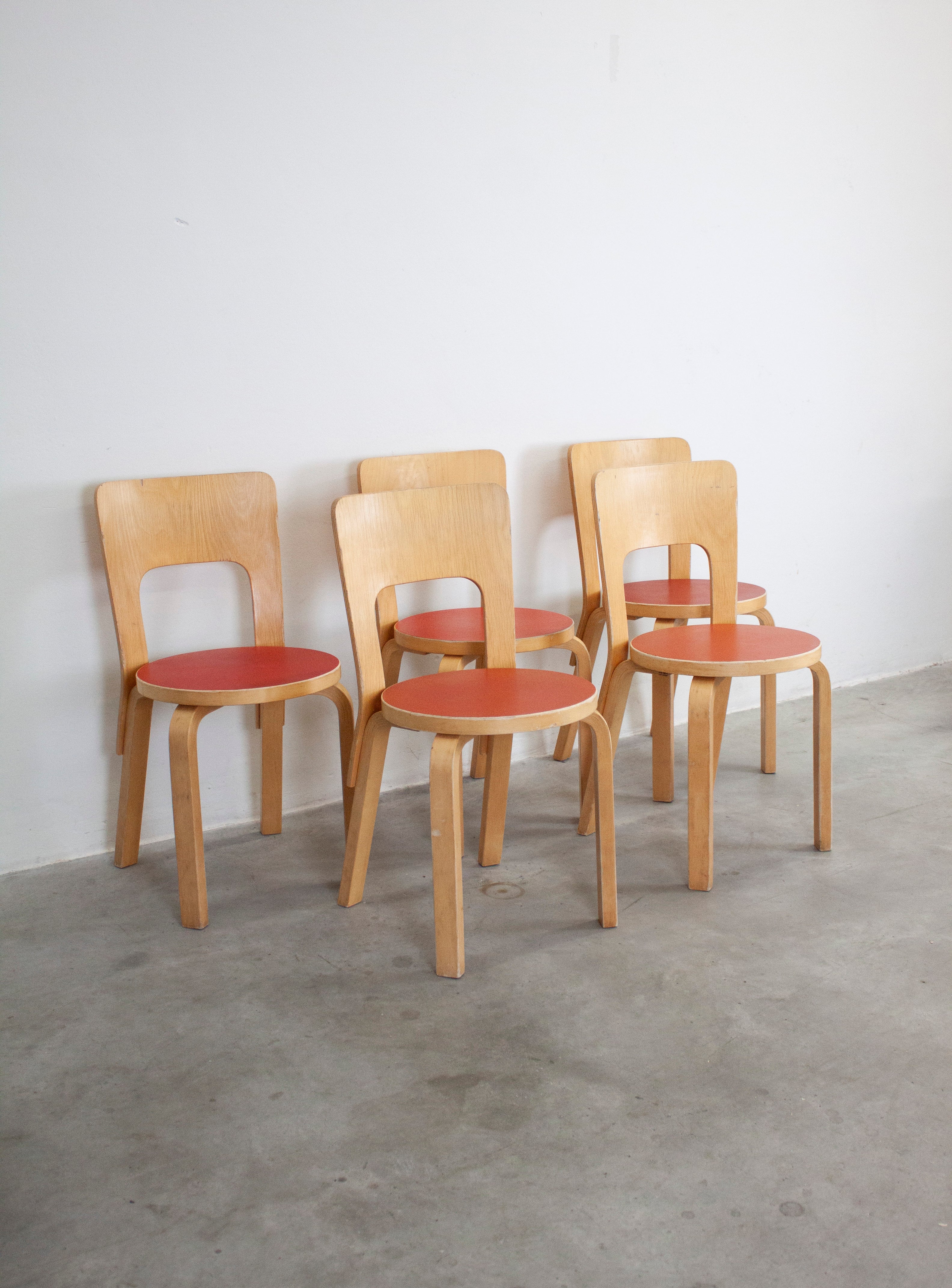 Artek Model 66 Chair by Alvar Aalto (Red) - Image 23