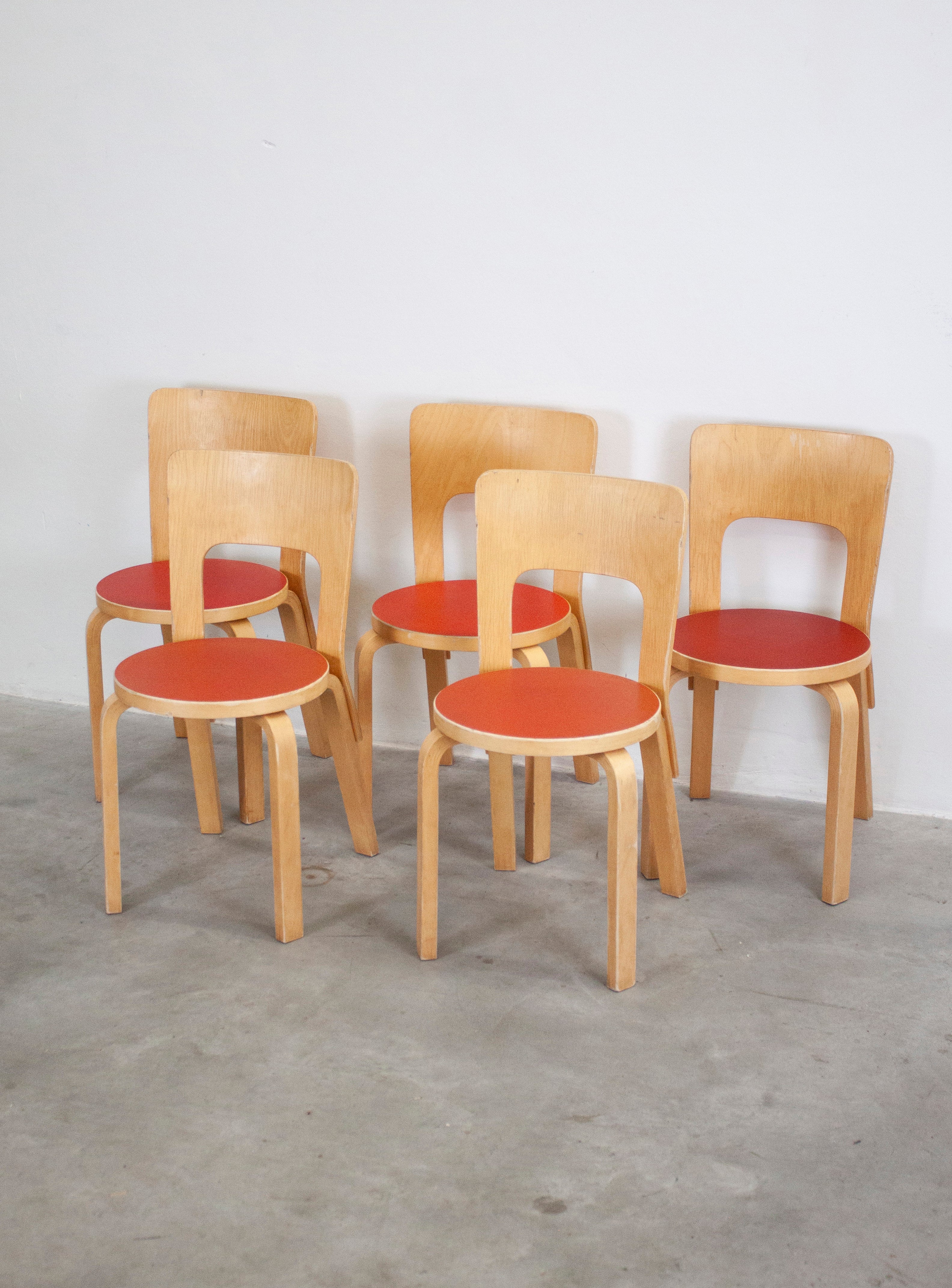 Artek Model 66 Chair by Alvar Aalto (Red) - Image 24