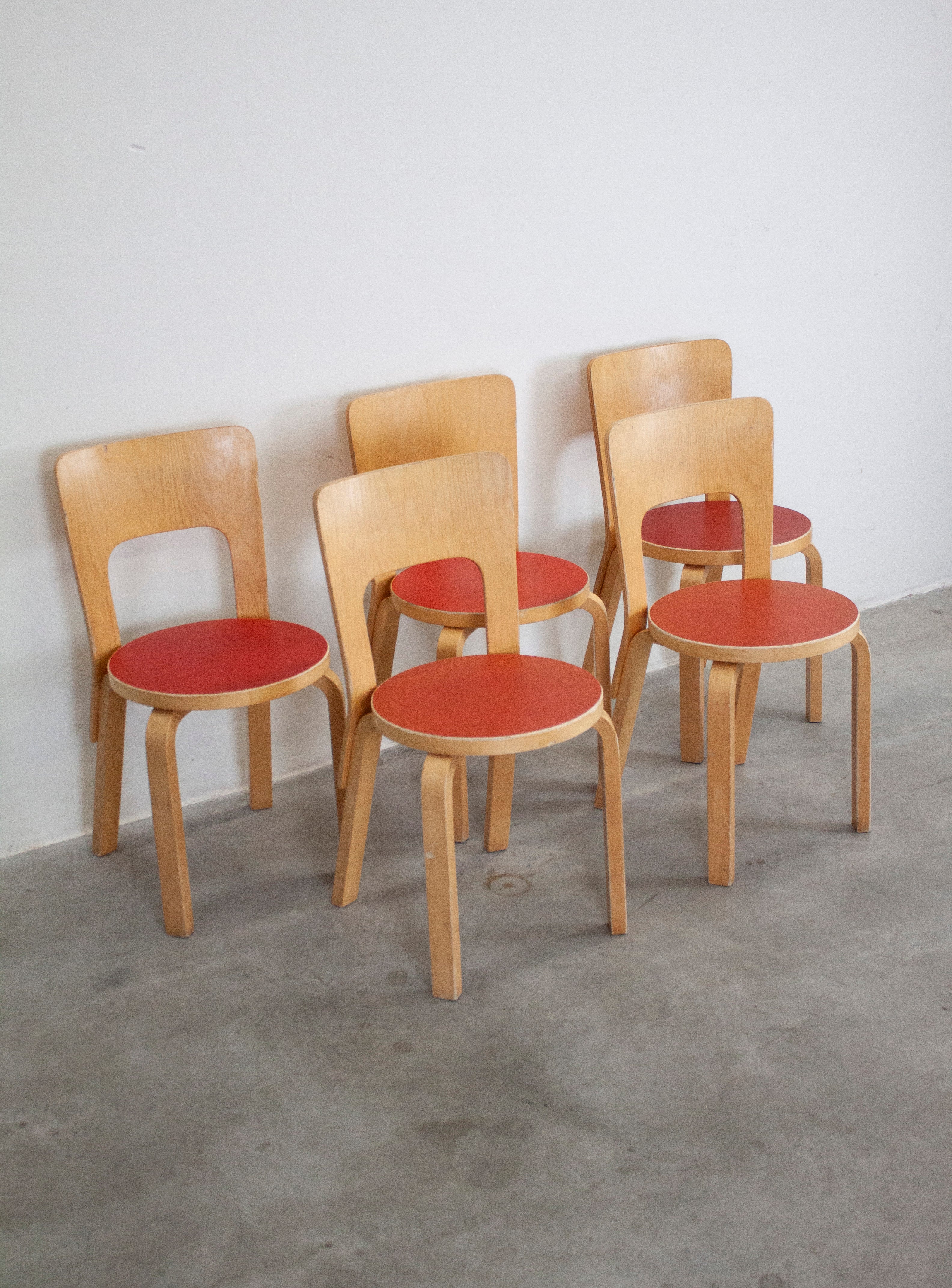 Artek Model 66 Chair by Alvar Aalto (Red) - Image 25