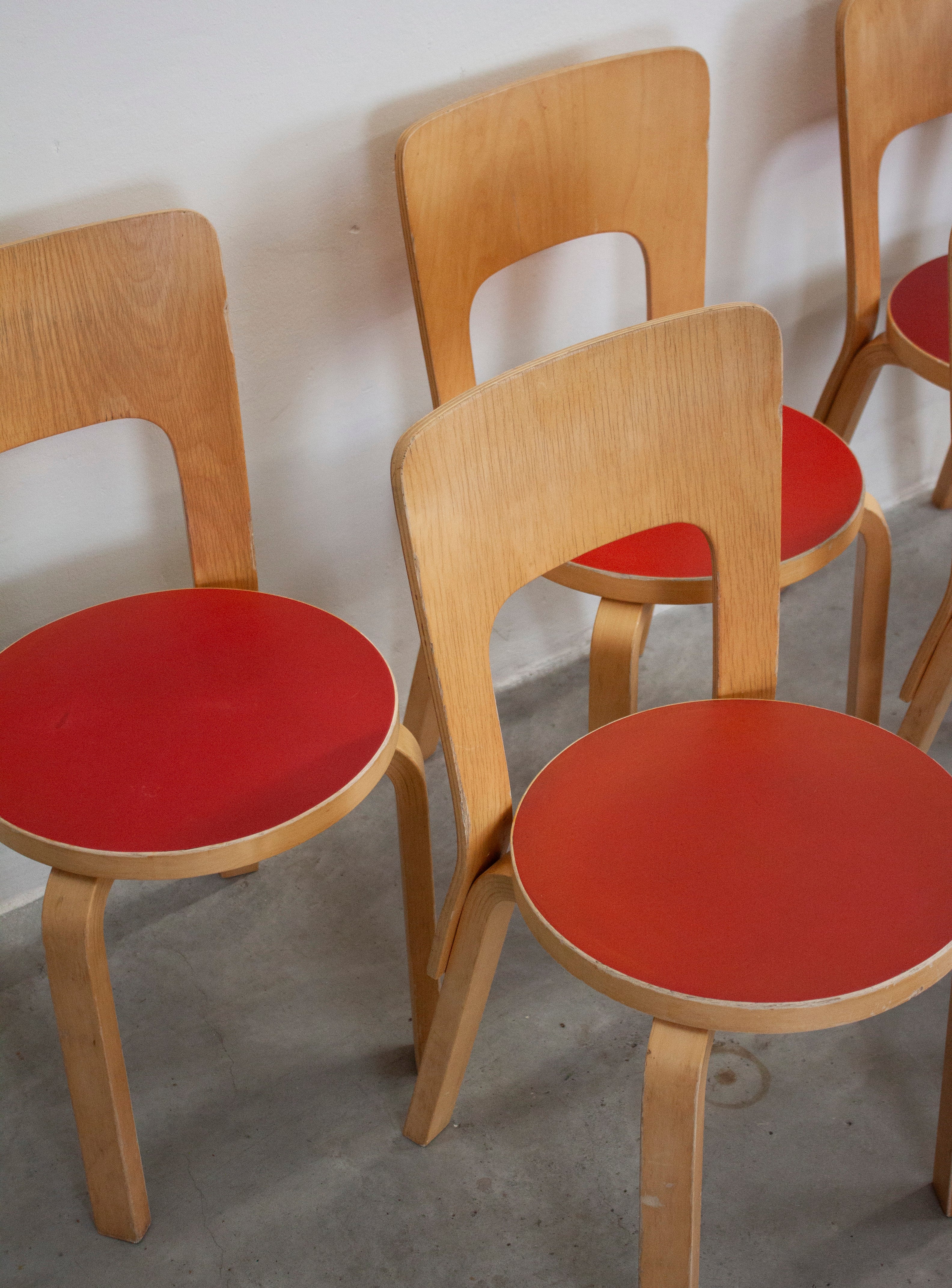 Artek Model 66 Chair by Alvar Aalto (Red) - Image 29