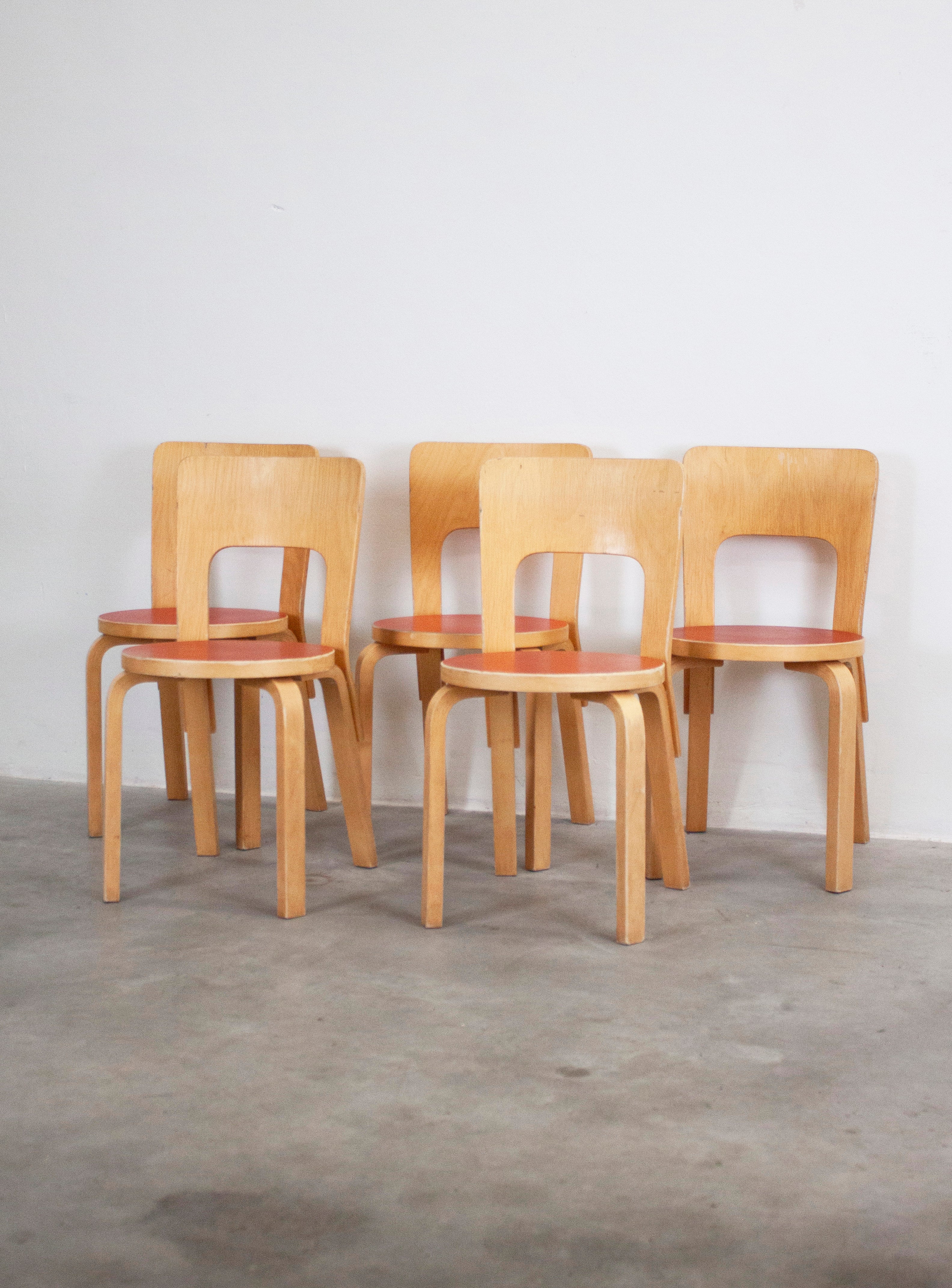 Artek Model 66 Chair by Alvar Aalto (Red) - Image 33