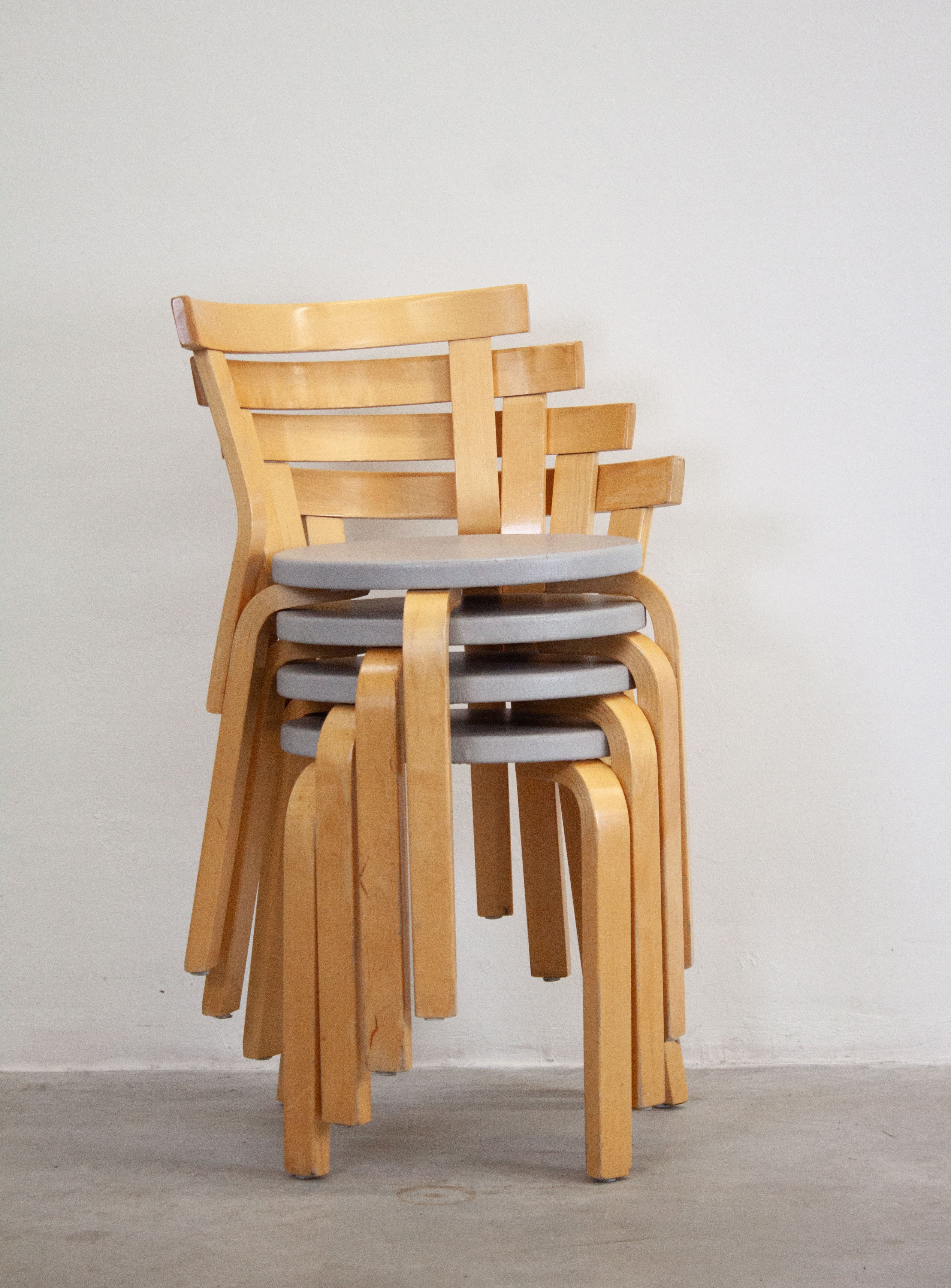 Artek Model 68 Chairs by Alvar Aalto (Grey) - Image 27