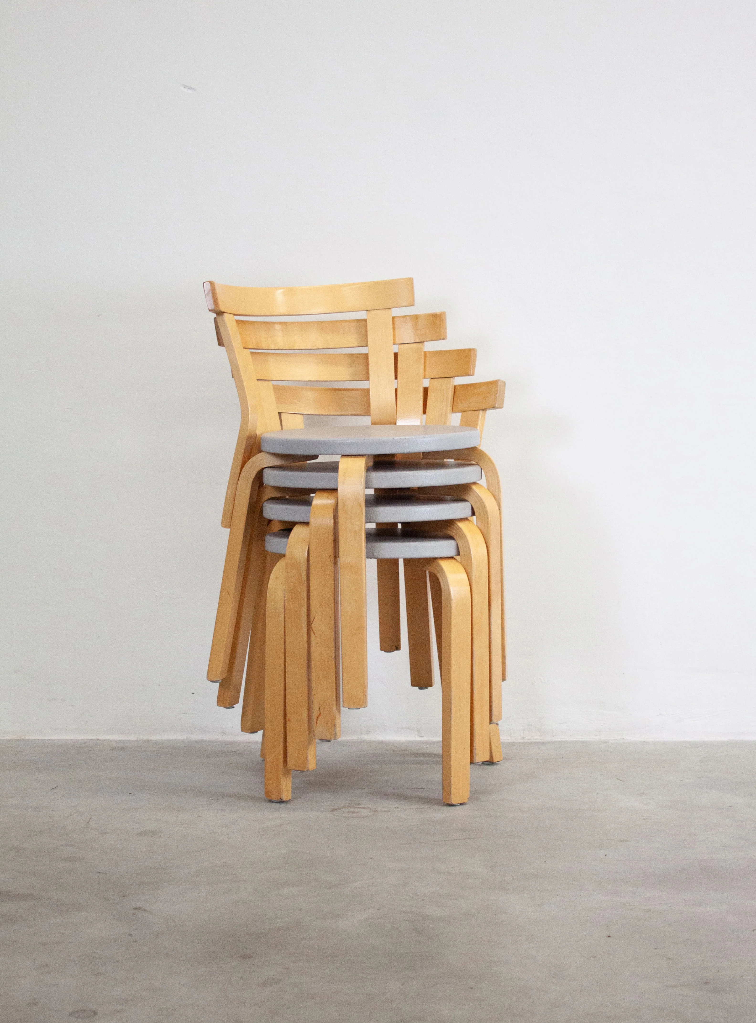 Artek Model 68 Chairs by Alvar Aalto (Grey) - Image 28