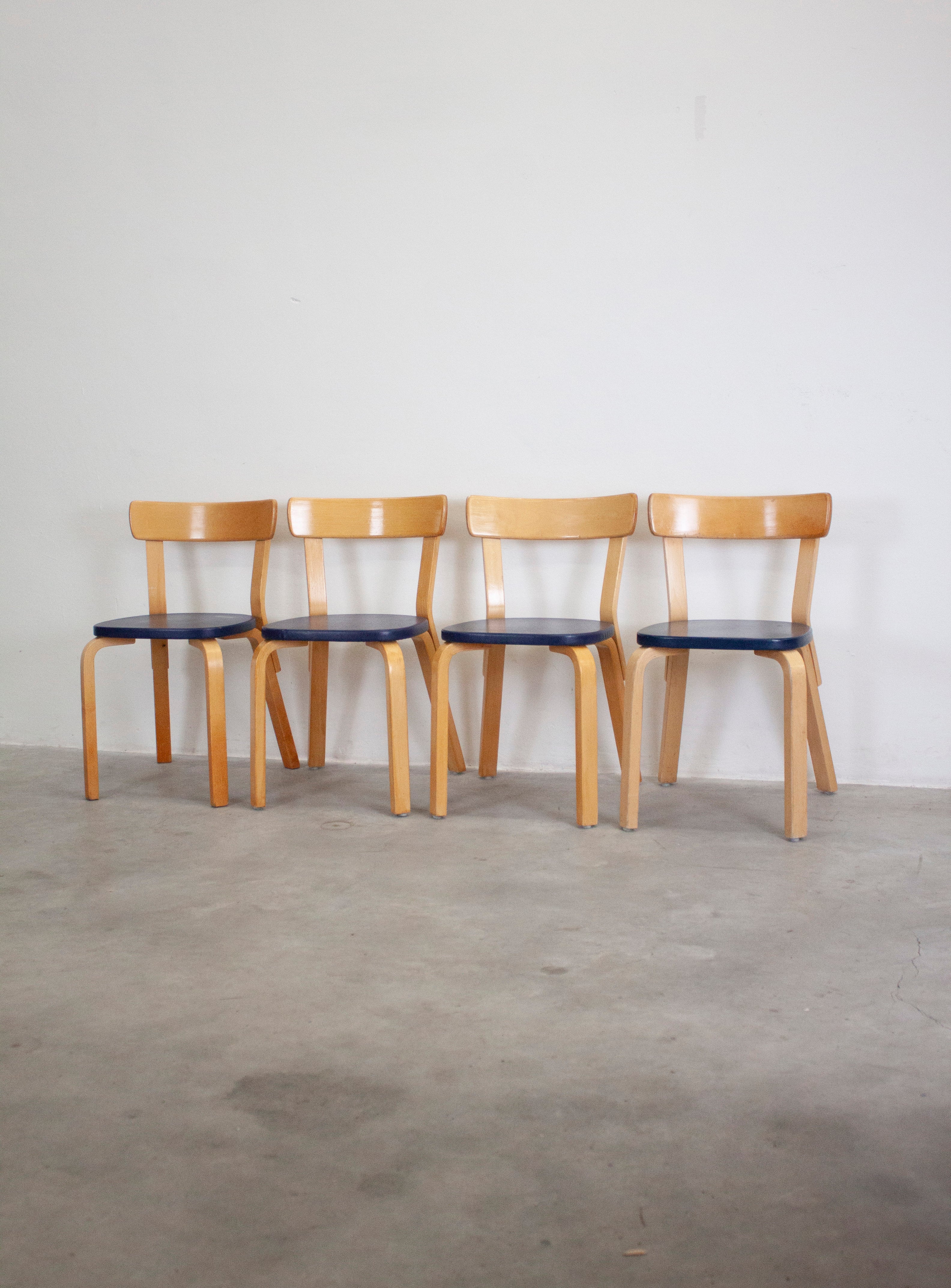 Artek Model 69 Chairs by Alvar Aalto (Blue)