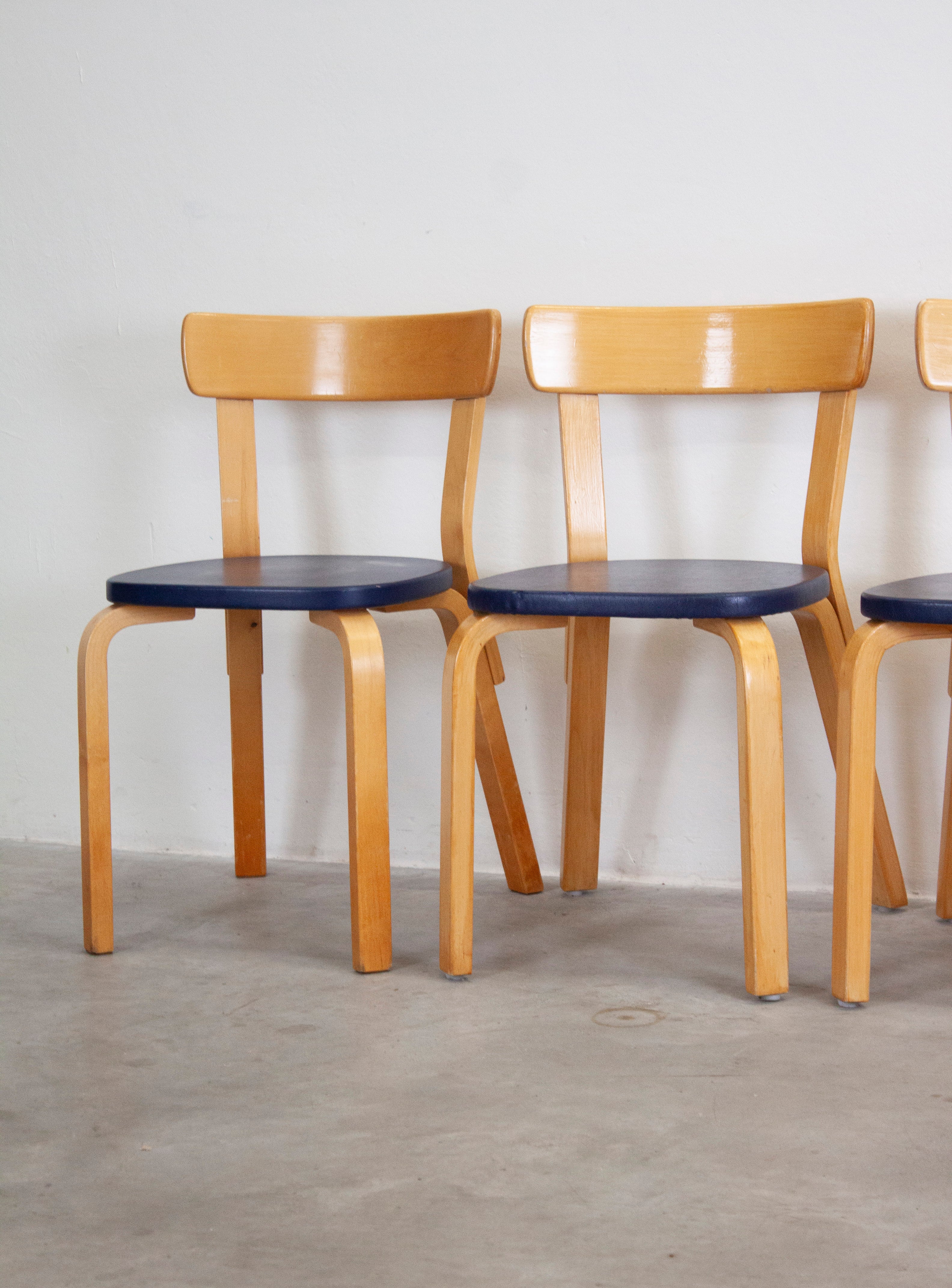 Artek Model 69 Chairs by Alvar Aalto (Blue) - Image 10