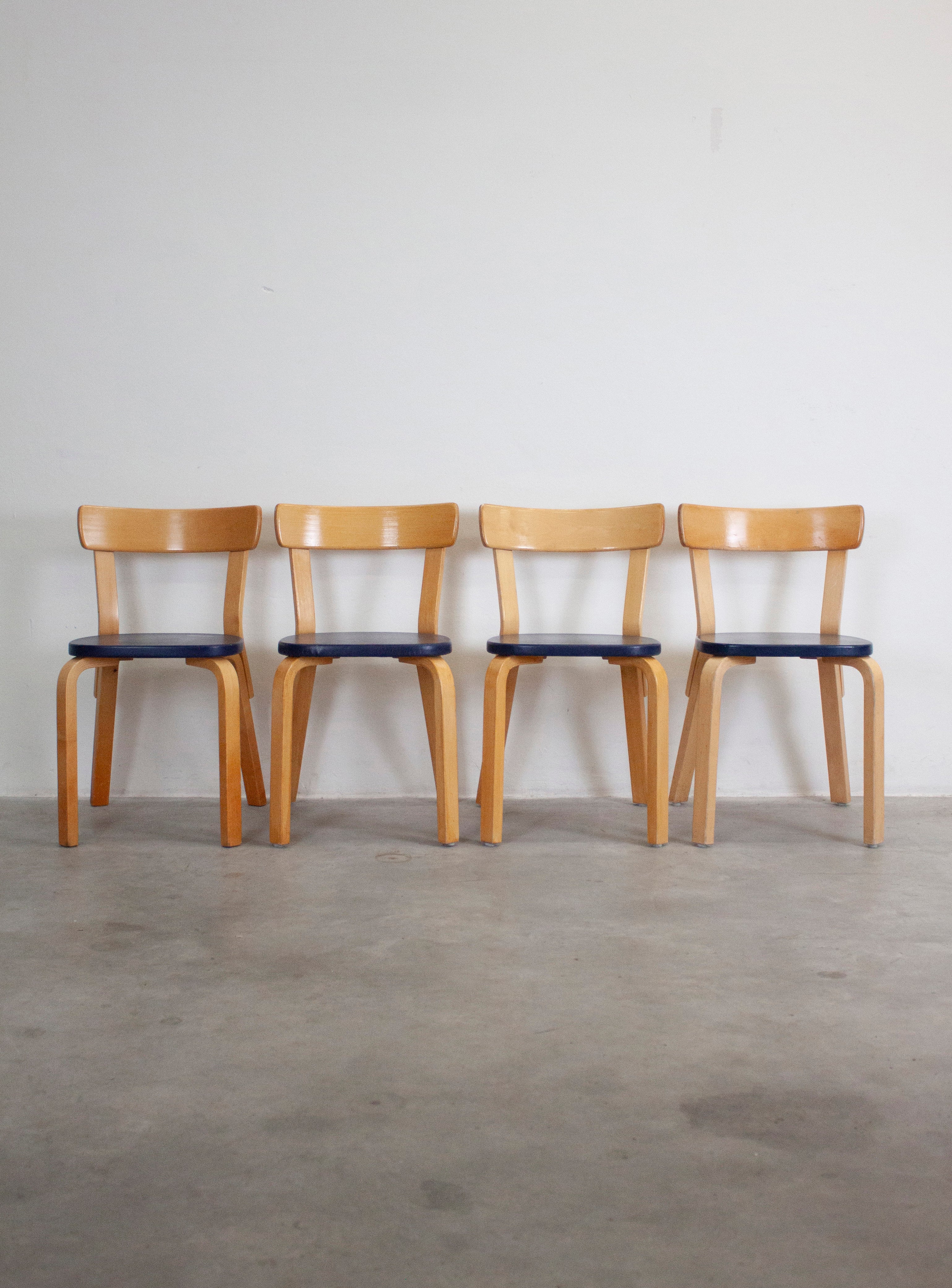 Artek Model 69 Chairs by Alvar Aalto (Blue) - Image 2