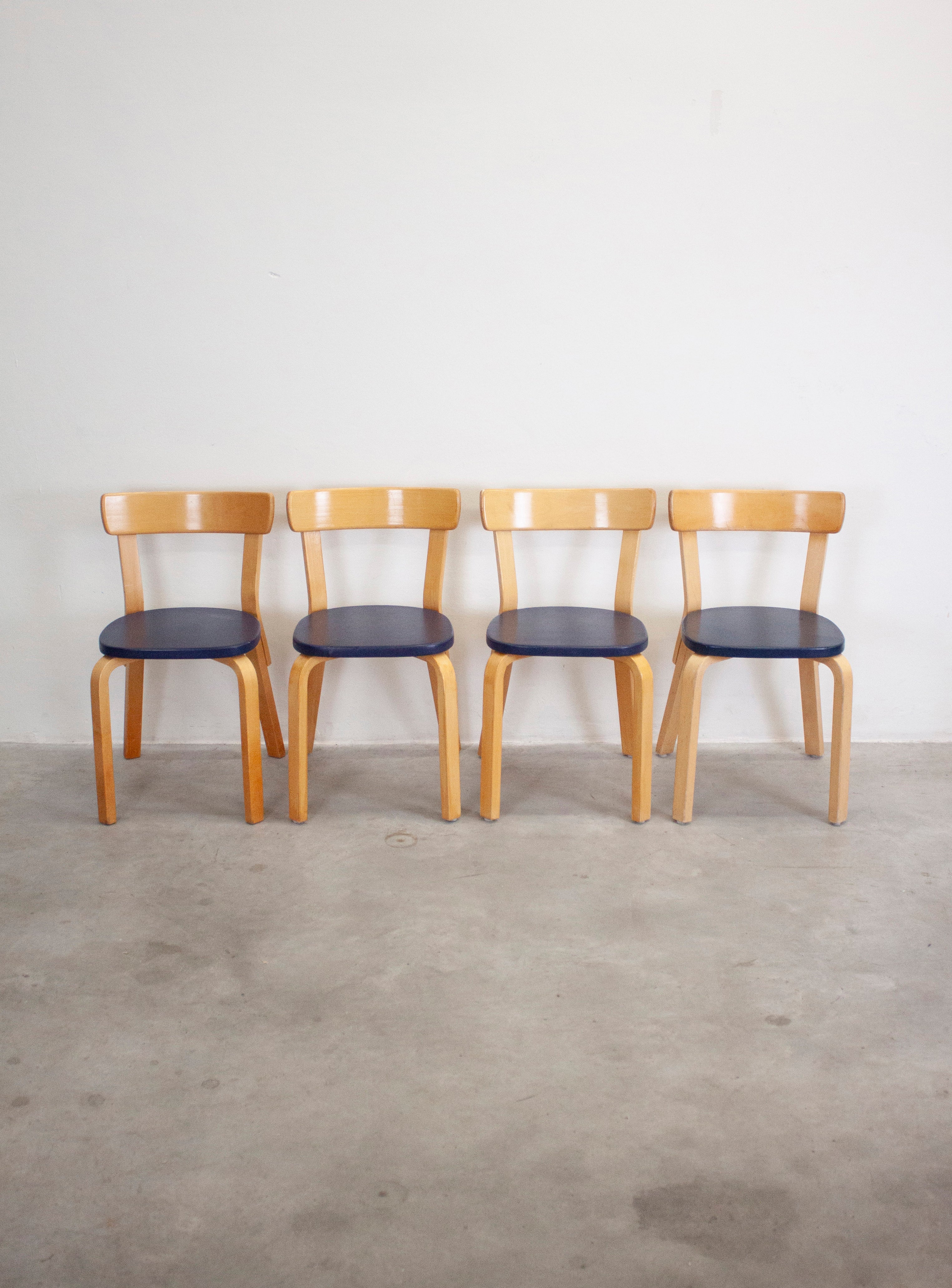 Artek Model 69 Chairs by Alvar Aalto (Blue) - Image 8