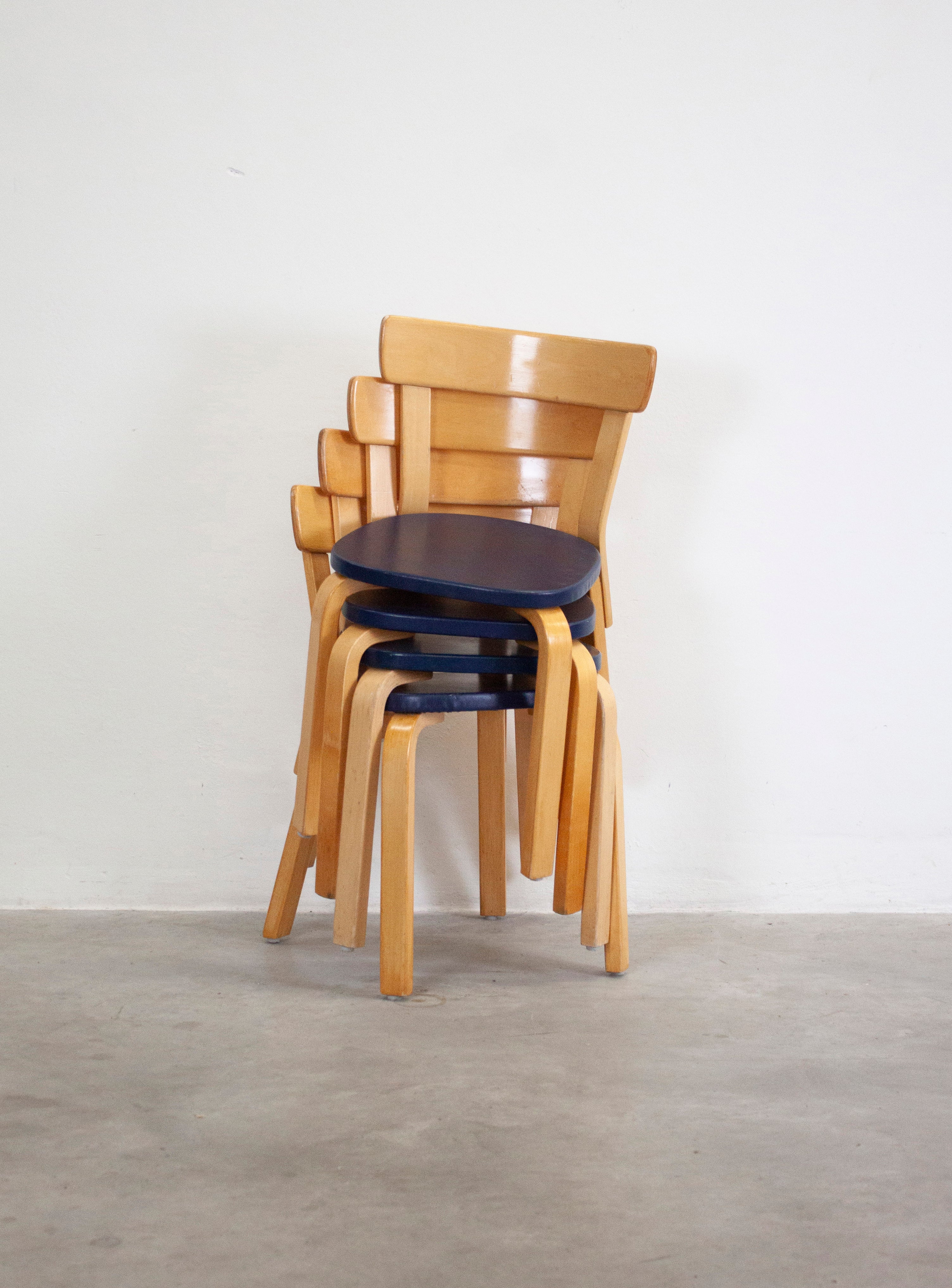 Artek Model 69 Chairs by Alvar Aalto (Blue) - Image 9