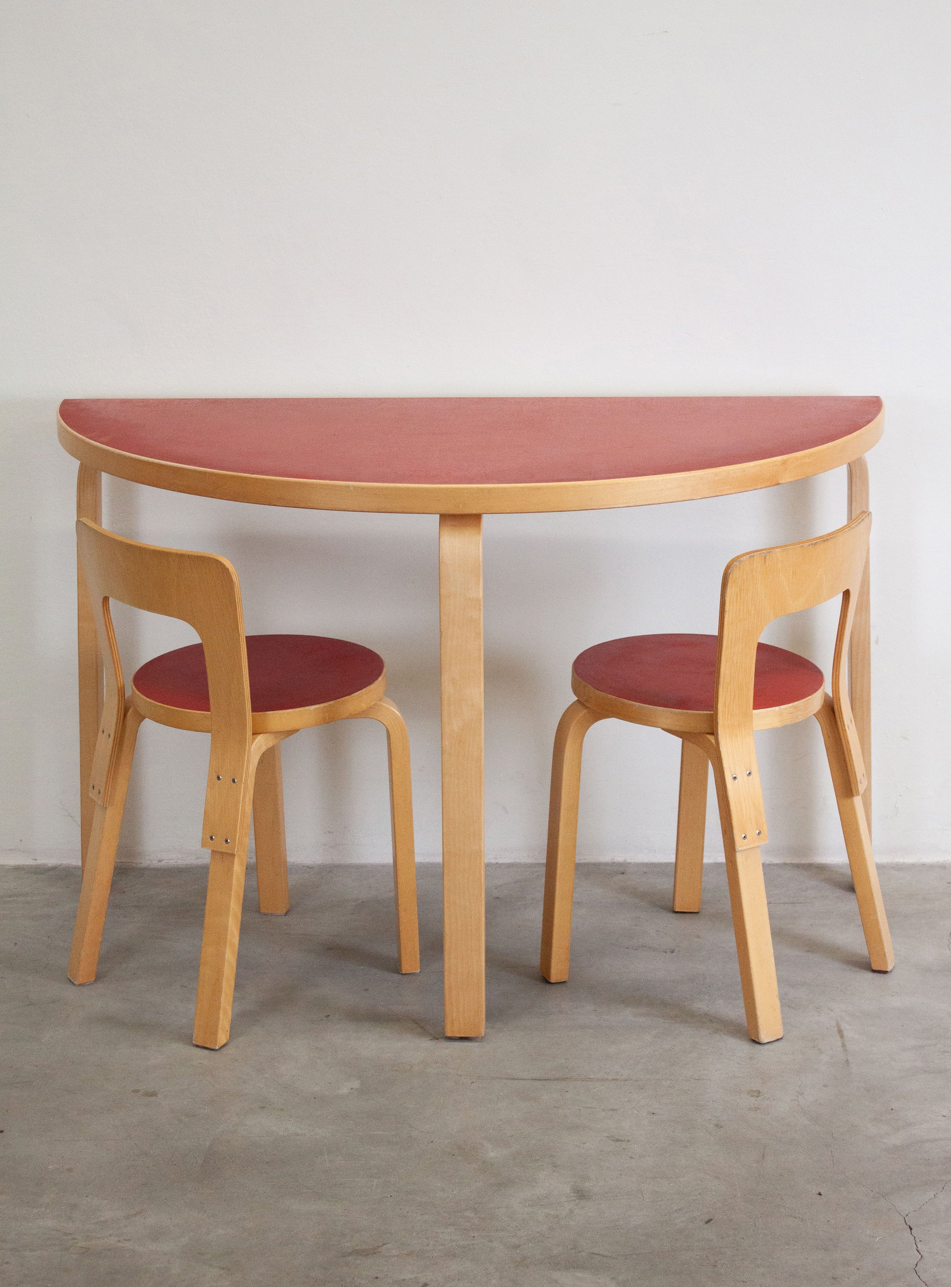 Artek Model 95 Half Round Dining Table by Alvar Aalto (Red) - Image 11