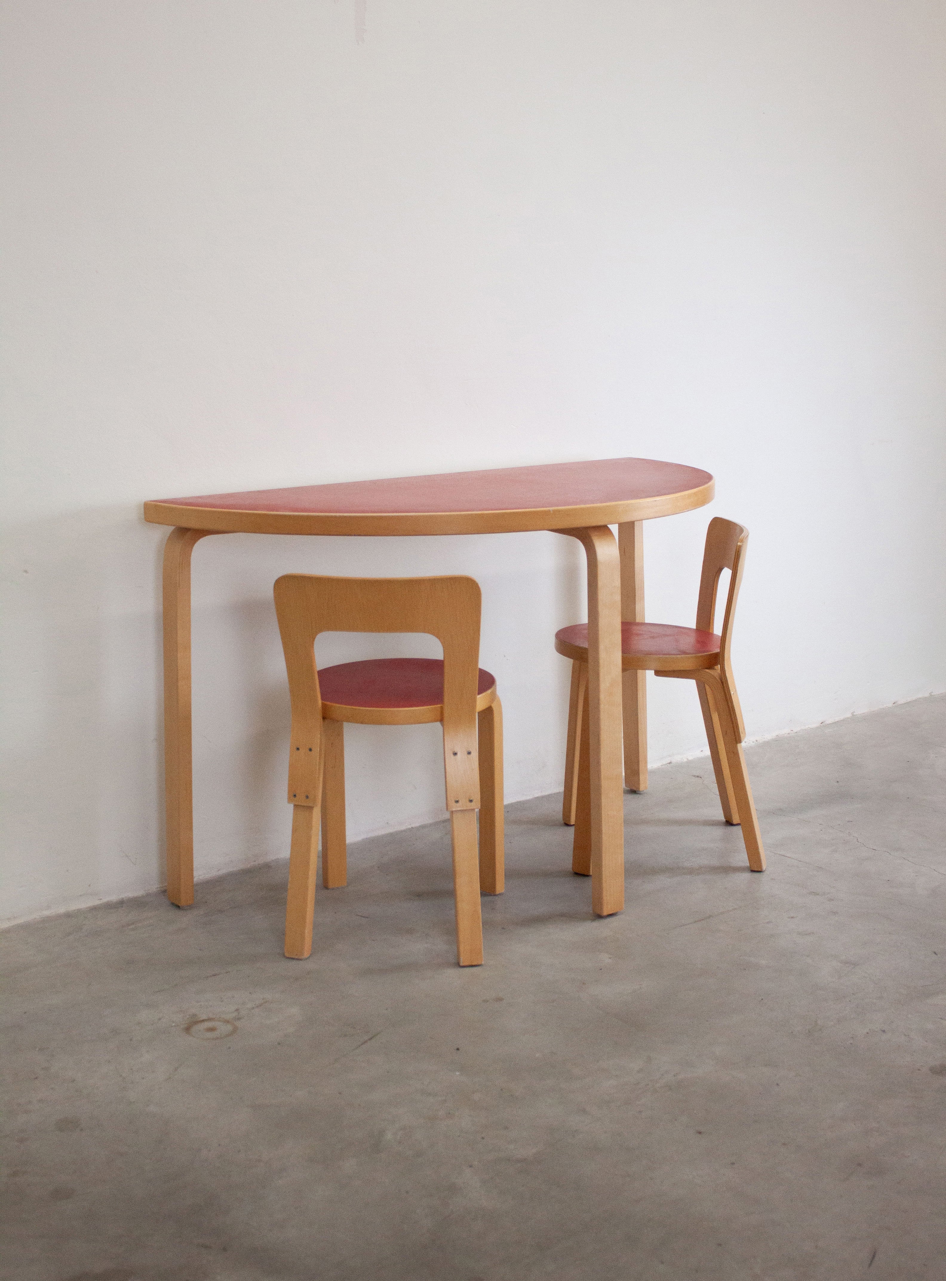 Artek Model 95 Half Round Dining Table by Alvar Aalto (Red) - Image 21